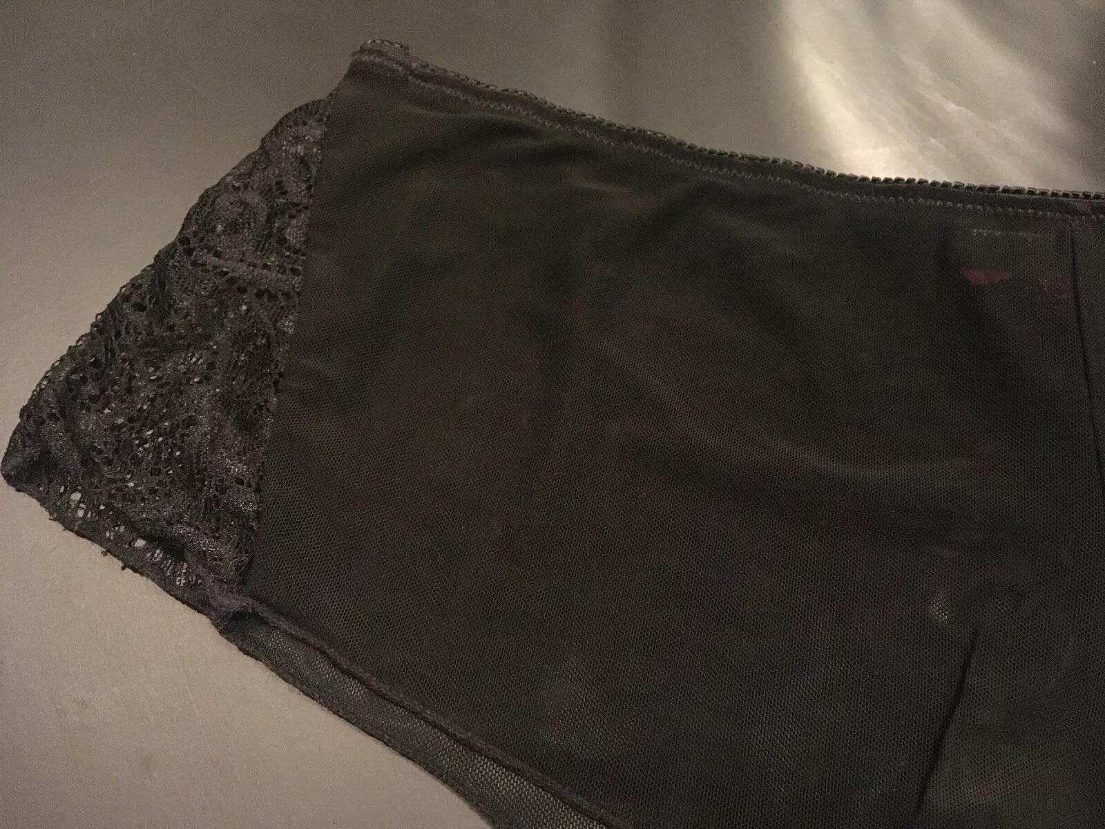 Avid Love XL Sheer Black Hip Hugger Bikini Panties W Lace Sides