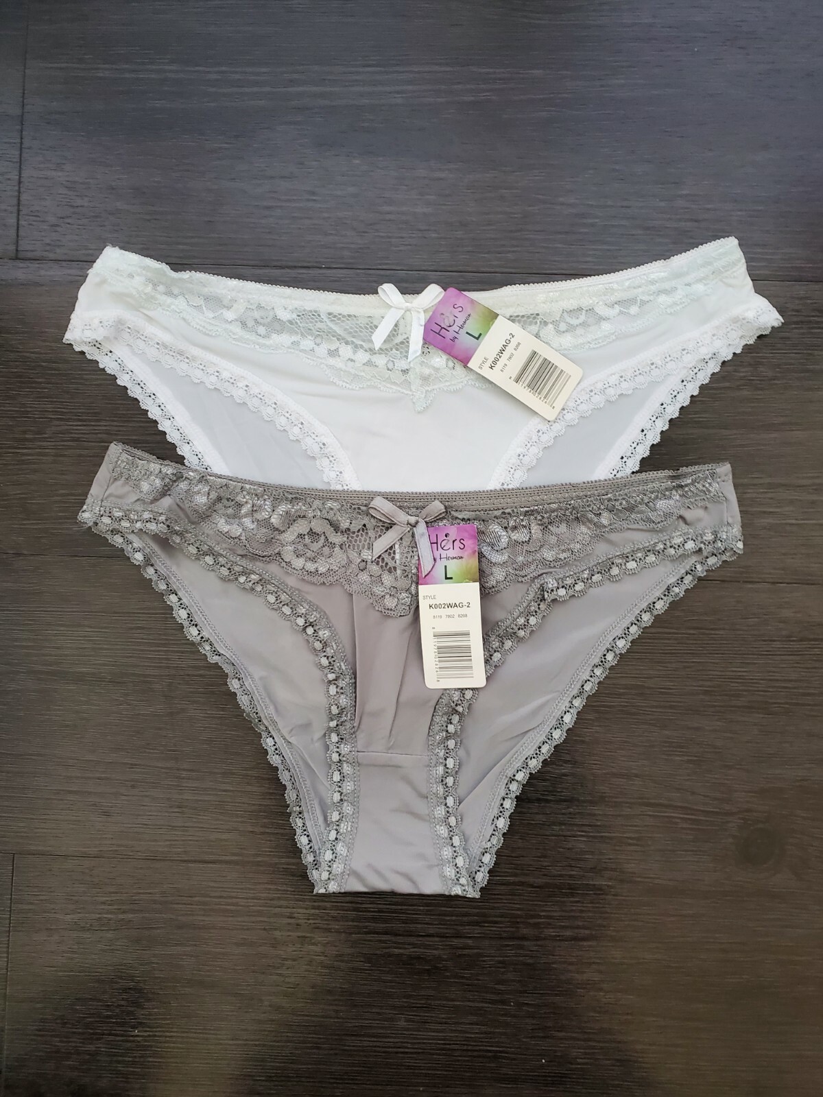Hers by Herman 2pc High Cut Lace Pantie Set Beige/Black White/Gray Red/Fuchsia