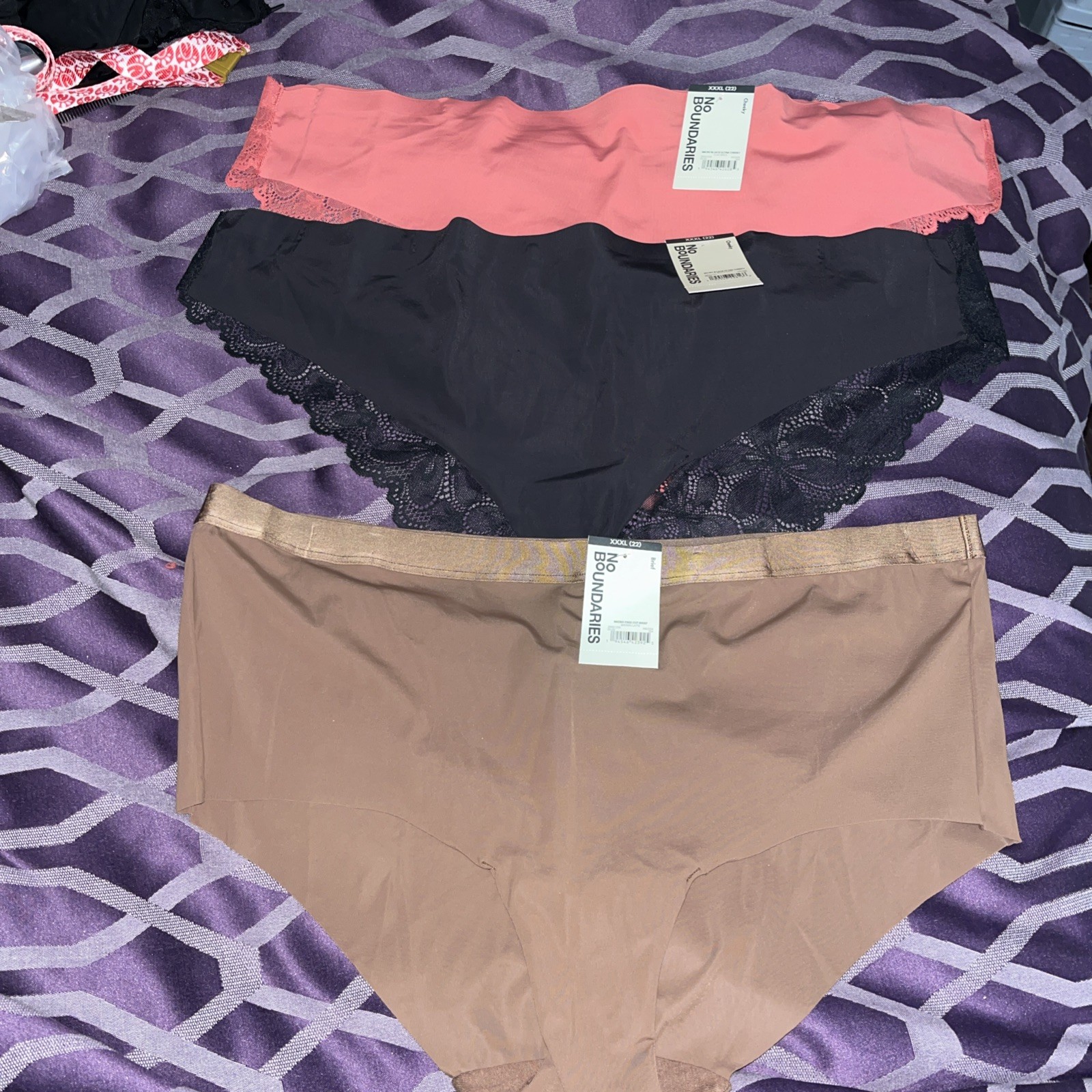 3 Pairs No Boundaries Briefs/cheeky Panties Size XXXL 22 sexy Nylon Spandex