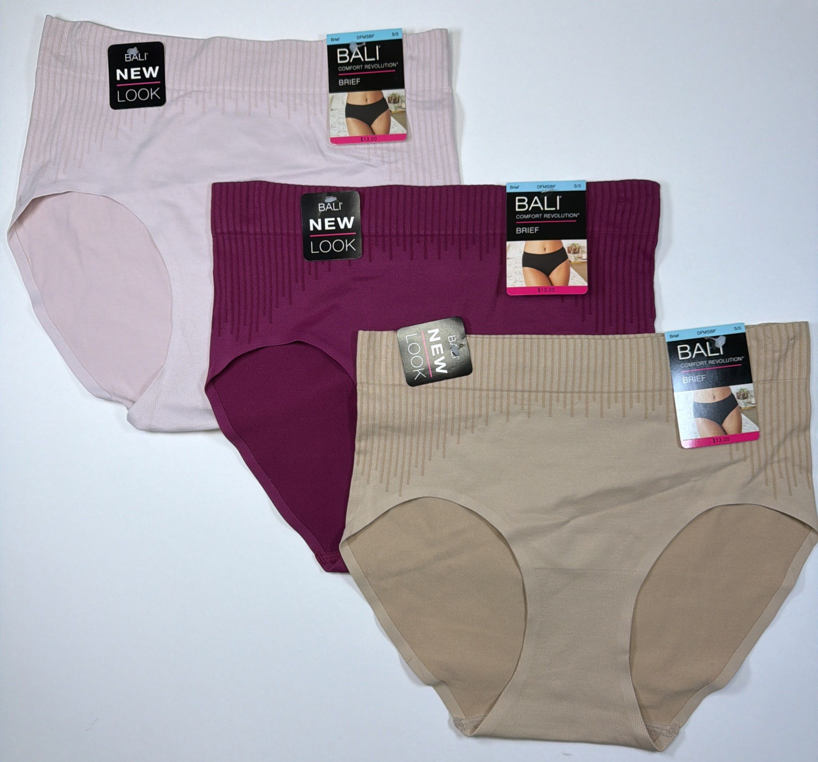 Bali Comfort Revolution Modern Seamless Blue Brief Panty S/5 DFMSBF 3 Pack