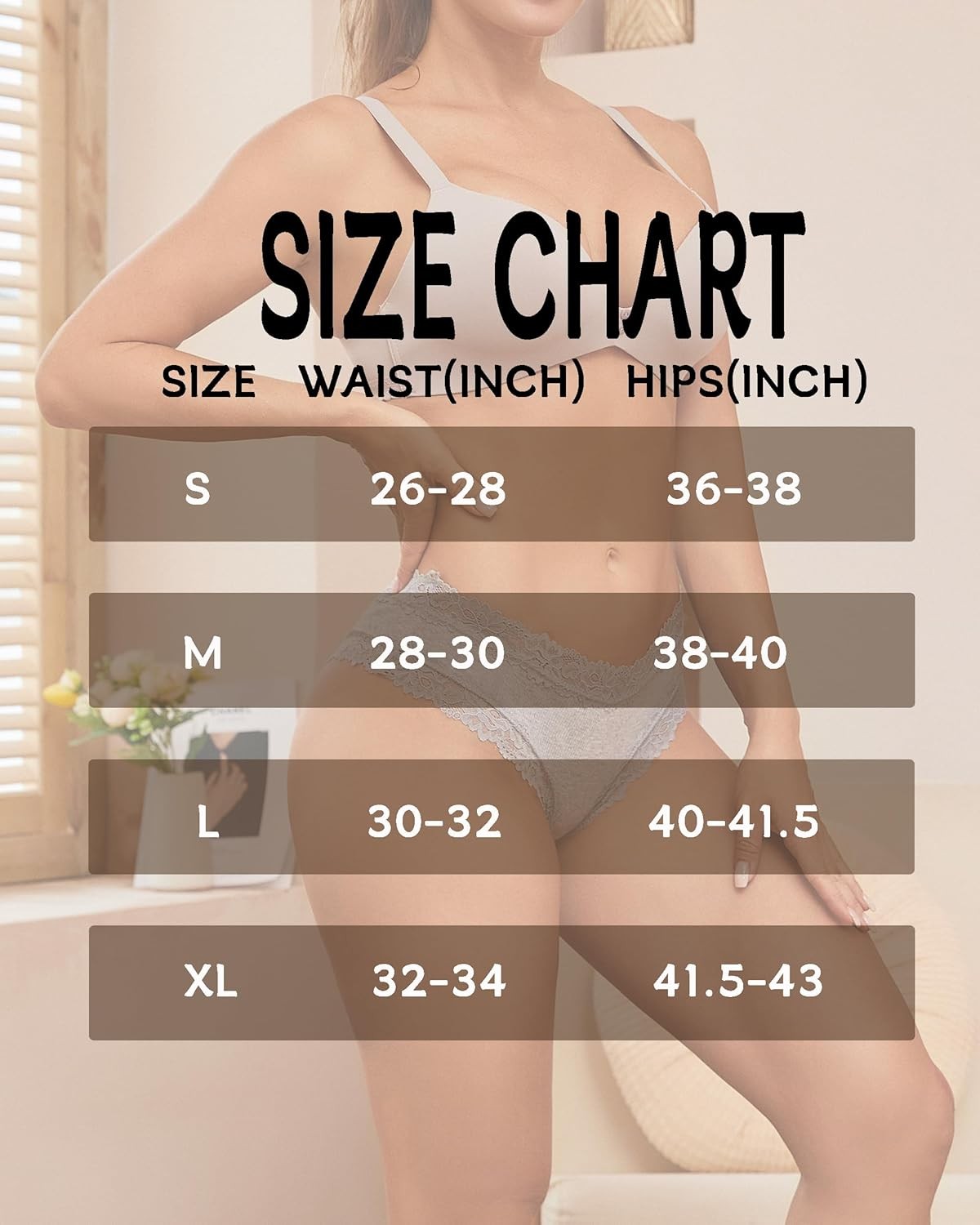 6 Pack Womens Cotton Underwear Soft Breathable Lace Brazilian Panties Low Waist