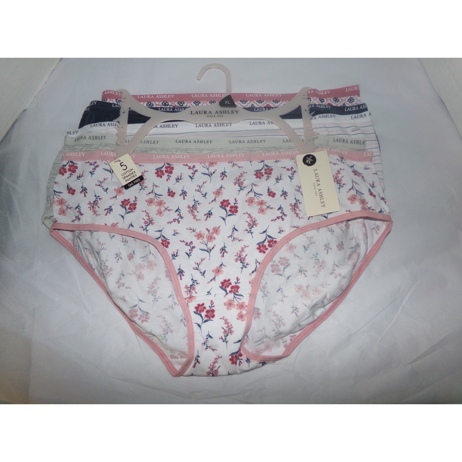 Laura Ashley Womens 5 Pack SZ XL Panties Floral Striped Briefs