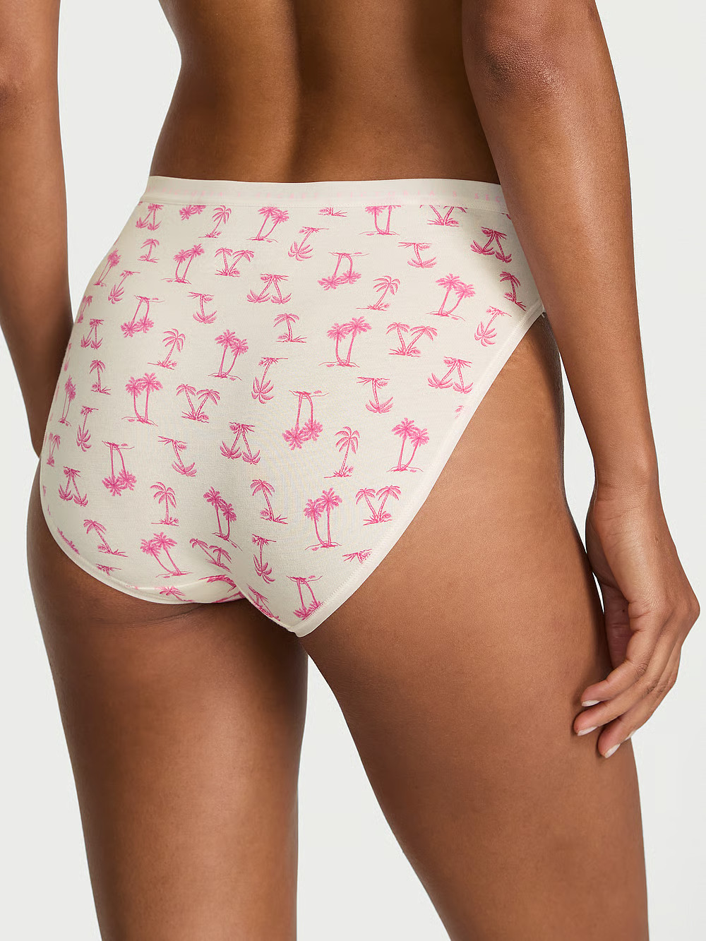 S M L XL XXL Pink Palm Tree Cotton Victorias Secret HighLeg Waist Brief Pantie