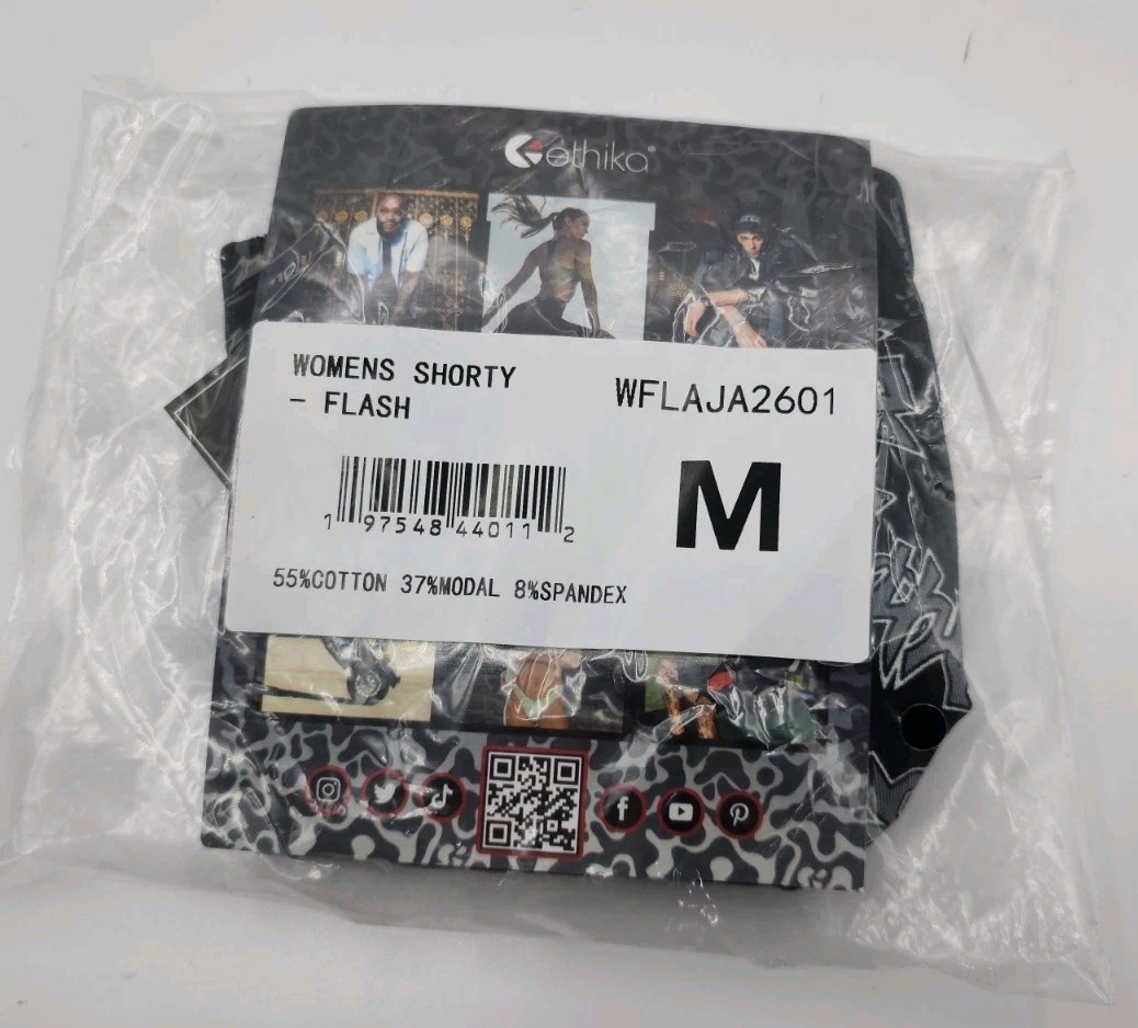 Ethika Womens Black Grey Shorty Medium Shorty Flash Underwear
