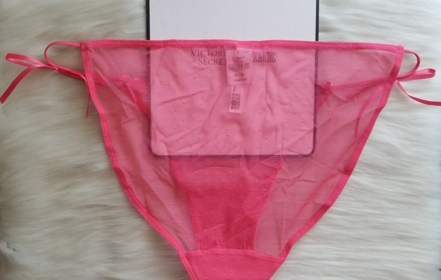 VICTORIA’S SECRET PINK WINK STRING BIKINI PANTY HIBISCUS EMBROIDERY XL PINK