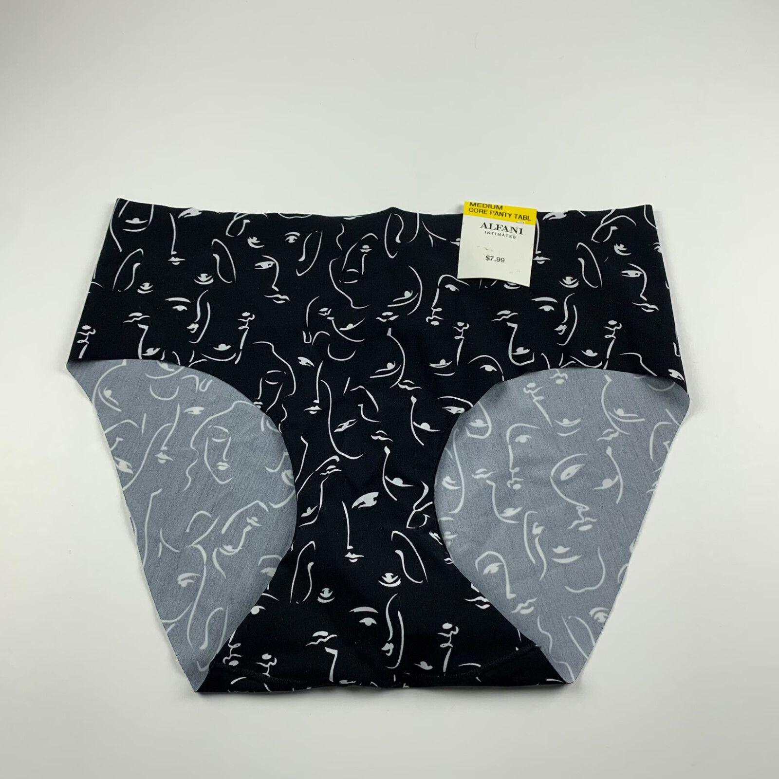 ALFANI Womens Black Printed Laser Cut Hipster Underwear Stretch Panty Size M NWT