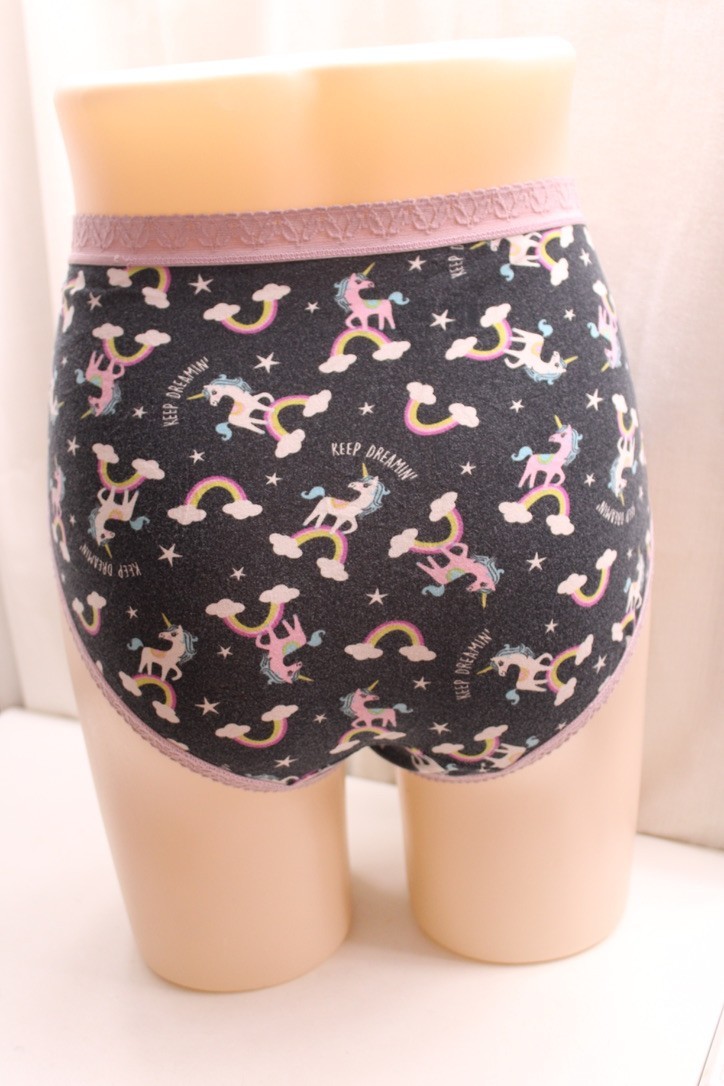 SOCK IT TO ME “Keep Dreamin” Brief Comfy cot panties Black pink lace unicorns XL