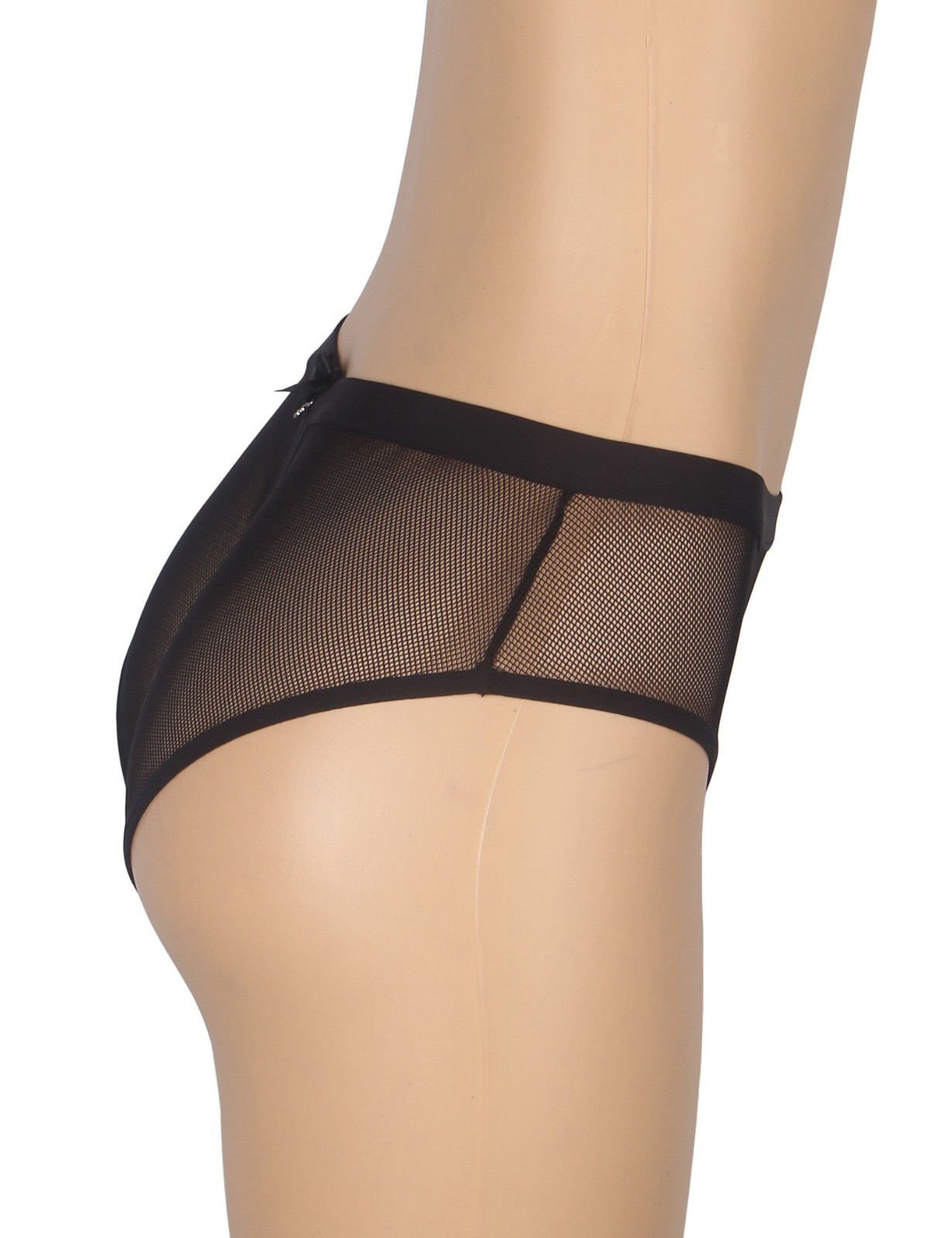WOW BABE Black Sheer Lace Stretchy Open Crotch French Knickers Panty Size 10