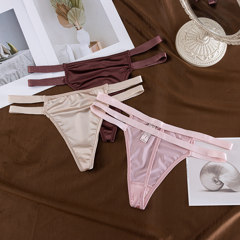 5 Pack Lot Womens Smooth Satin Panties Briefs Sexy String Bikini Underwear Thong