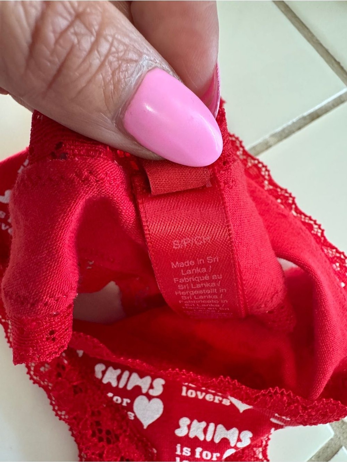 NEW SKIMS is for Lovers Lightweight Cotton Lace Thong Red Small NWOT