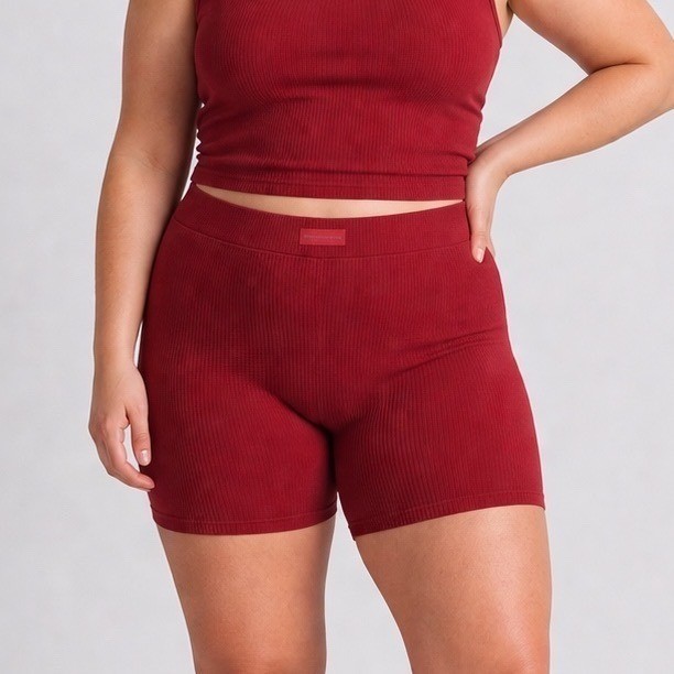 SKIMS Cotton Rib Boxer Shorts Brick Womens 4X