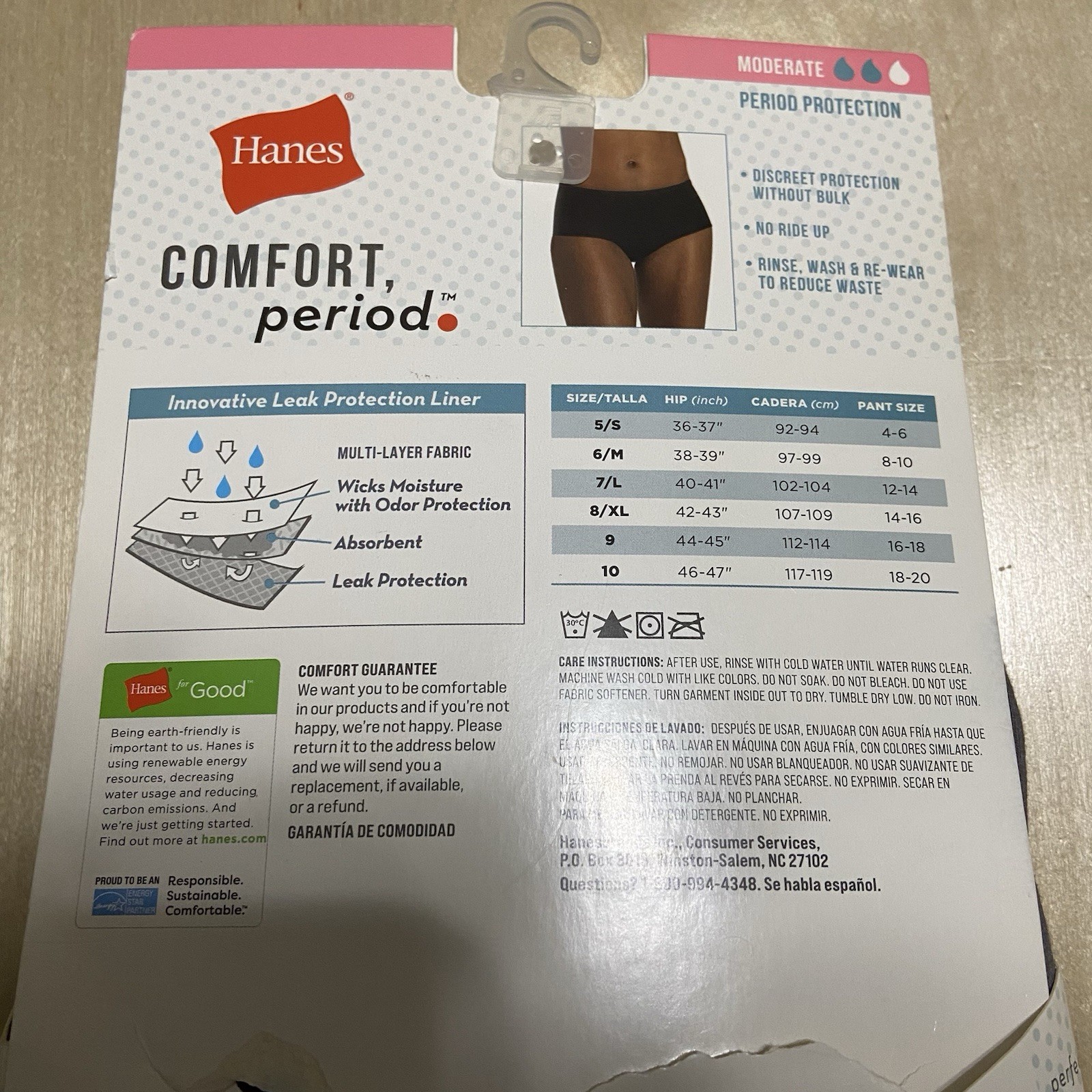 Hanes Women’s Size 9/2XL Moderate Period Protection Soft Boyshort Panties 2 Pack