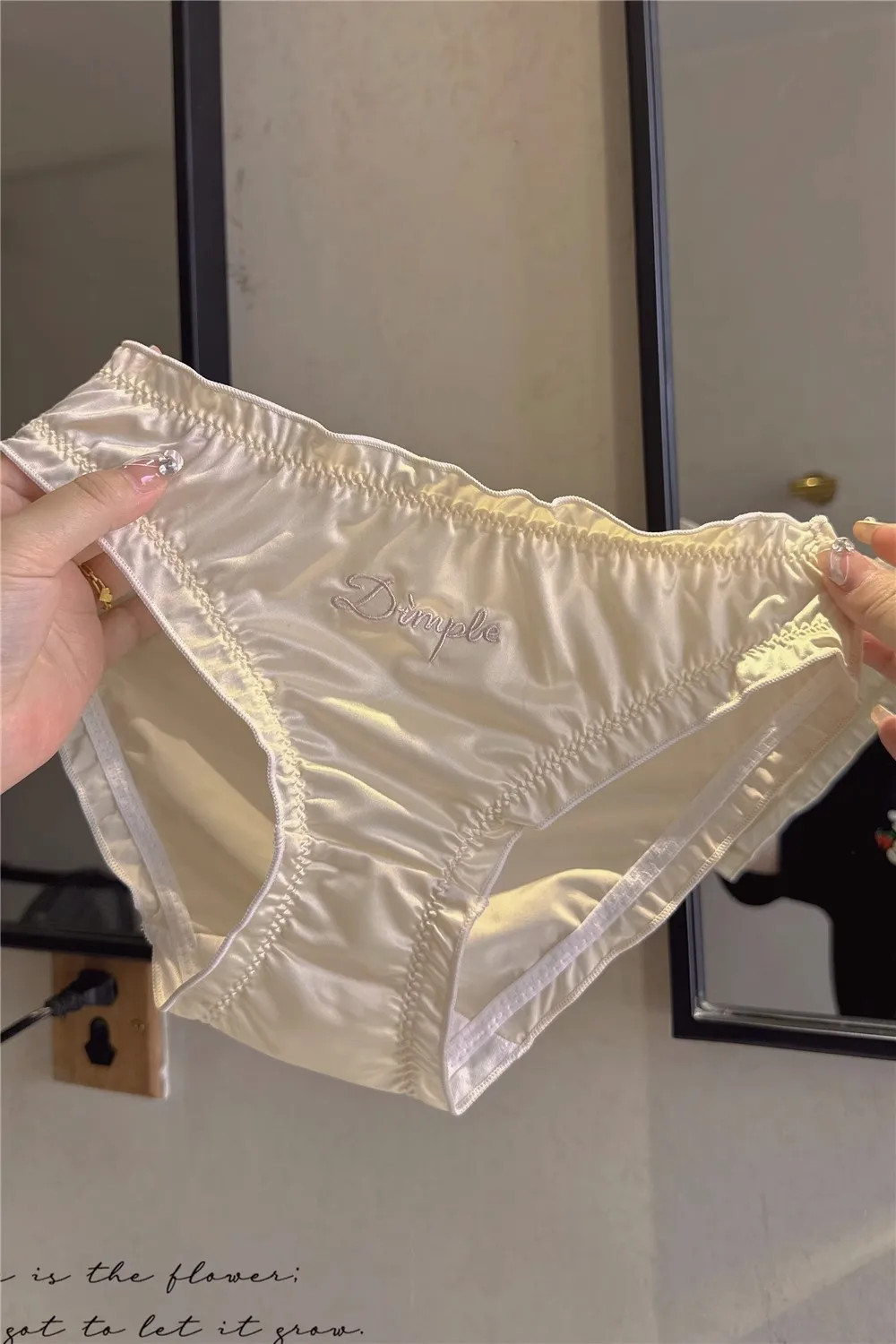 Satin Panties Low Rise Letter Print Soft Breathable Comfortable Women Underwear