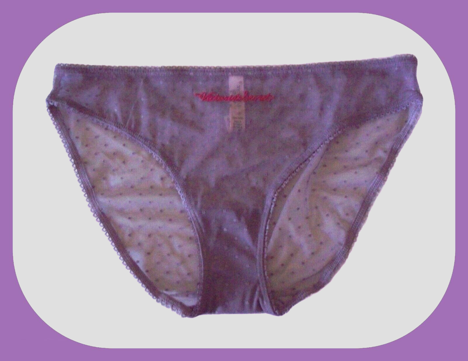 S Lilac Purple Polka Dot Mesh LOGO Stretch Victoria’s Secret BIKINI Panty