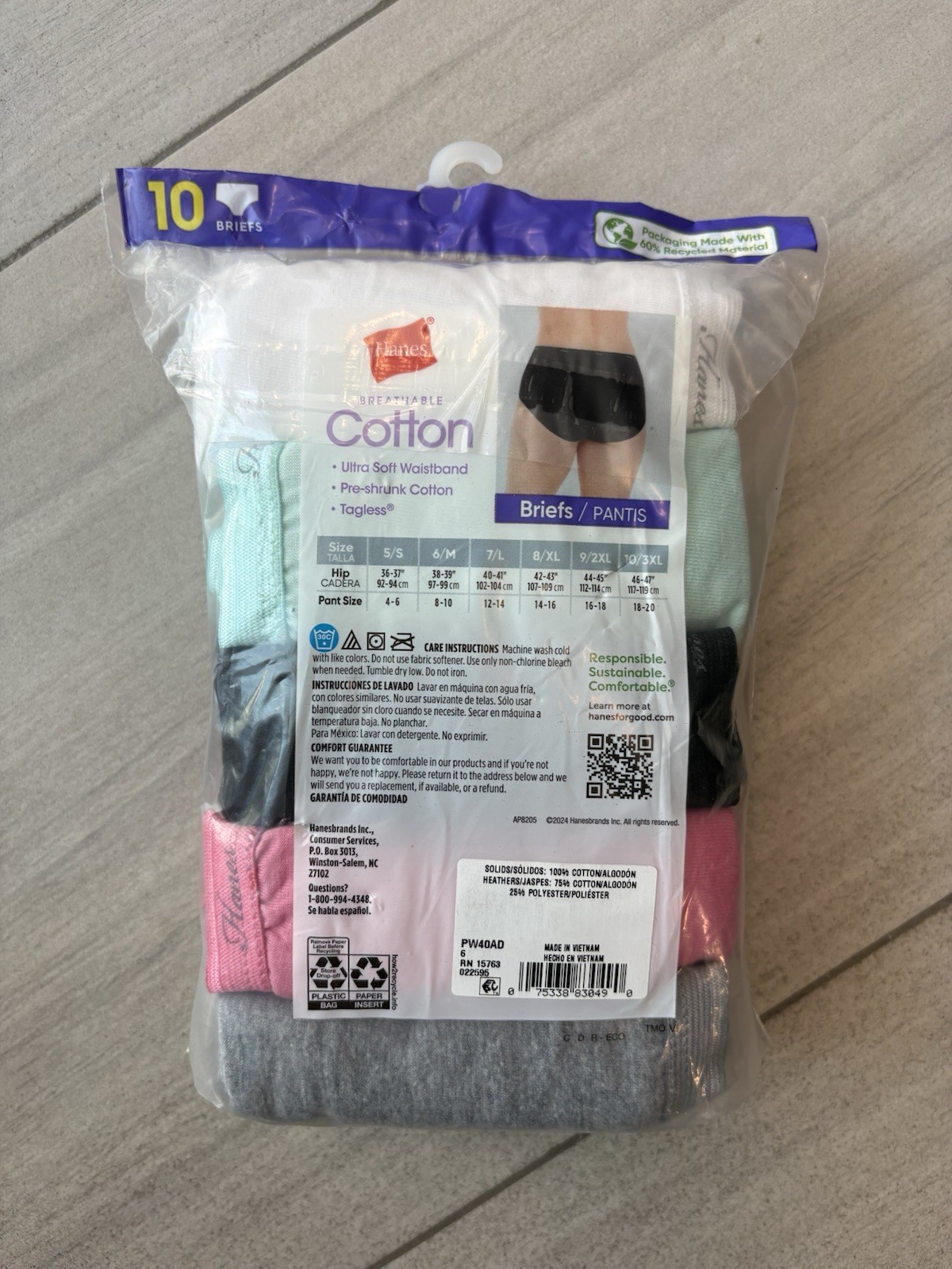 10 PACK Hanes Tagless Cotton Briefs Soft Breathable No Ride Ups Women’s Size 6/M
