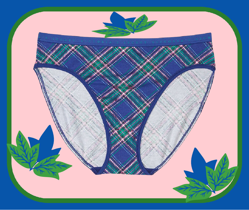 M L XL XXL Blue Green Plaid Cotton Victorias Secret HighLeg Waist Brief Pantie
