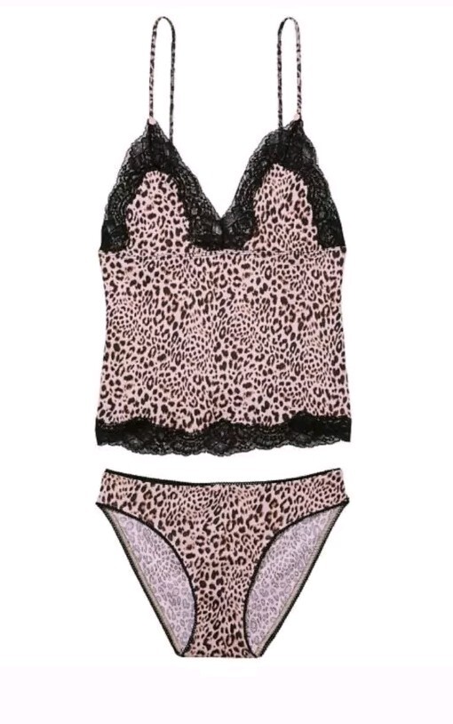 NEW! Victoria’s Secret Set 2 PC Cami Tank & Panty Leopard Print! Size M