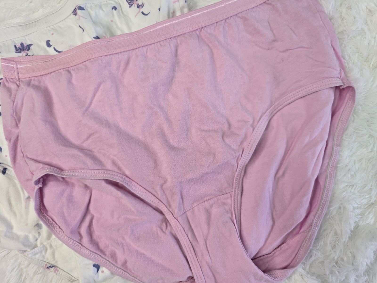 Vintage Fruit Of The Loom 100% Cotton Brief Panties Size 7 Floral High Waist 2pk