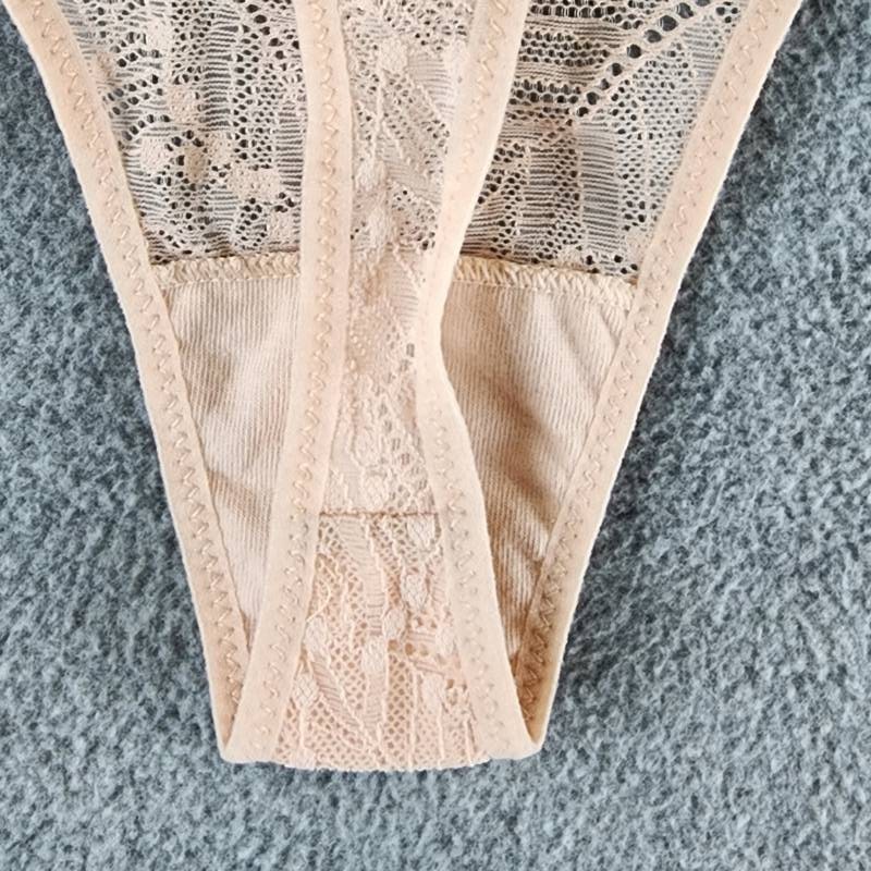 Simone Perele Comete Feather & Fan Lace Thong Women’s 3 Pinky Sand Elastic Waist