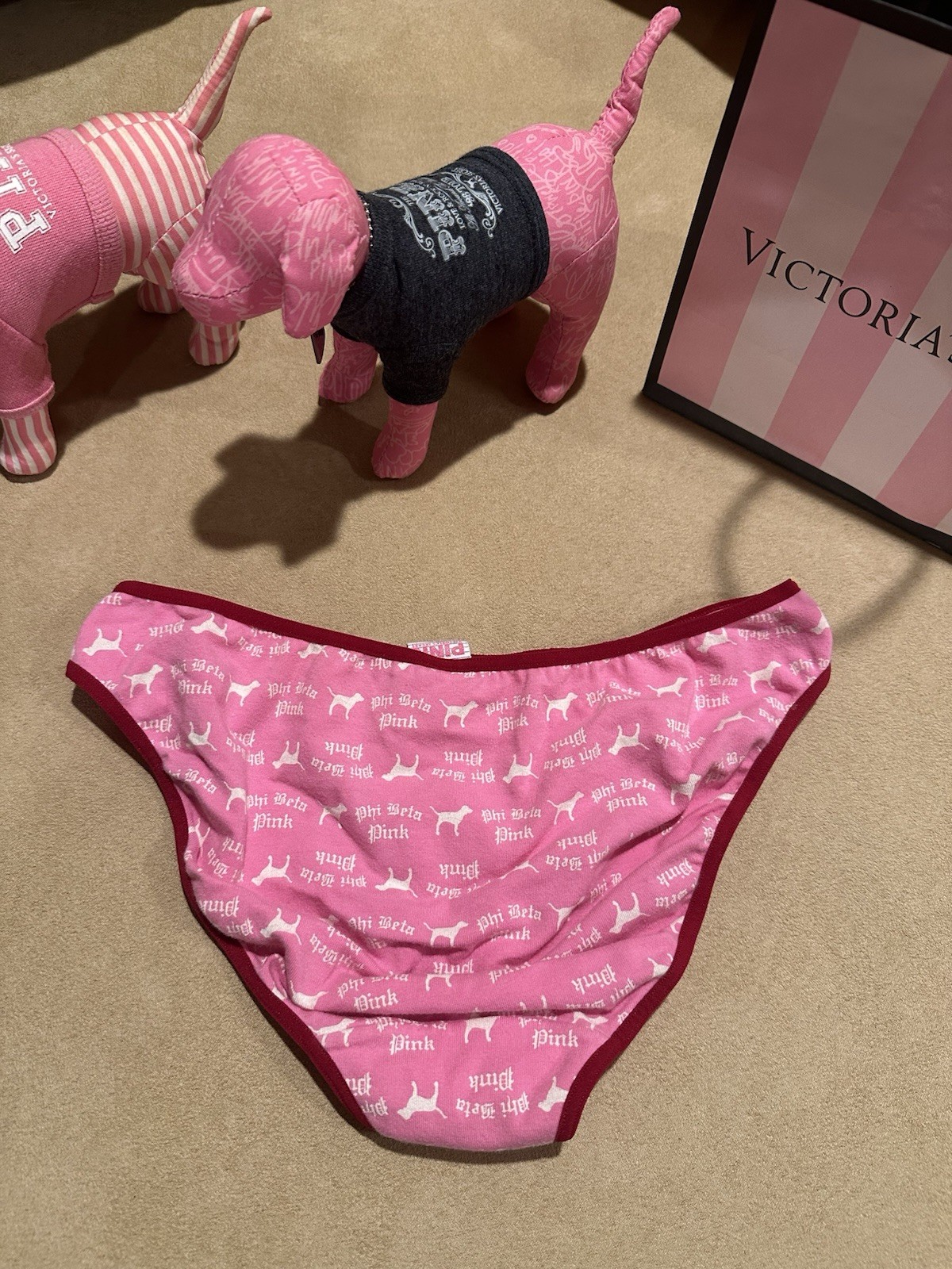 PINK Bikini Panties Women’s Size S Pink/White Cotton Logo Dog Print