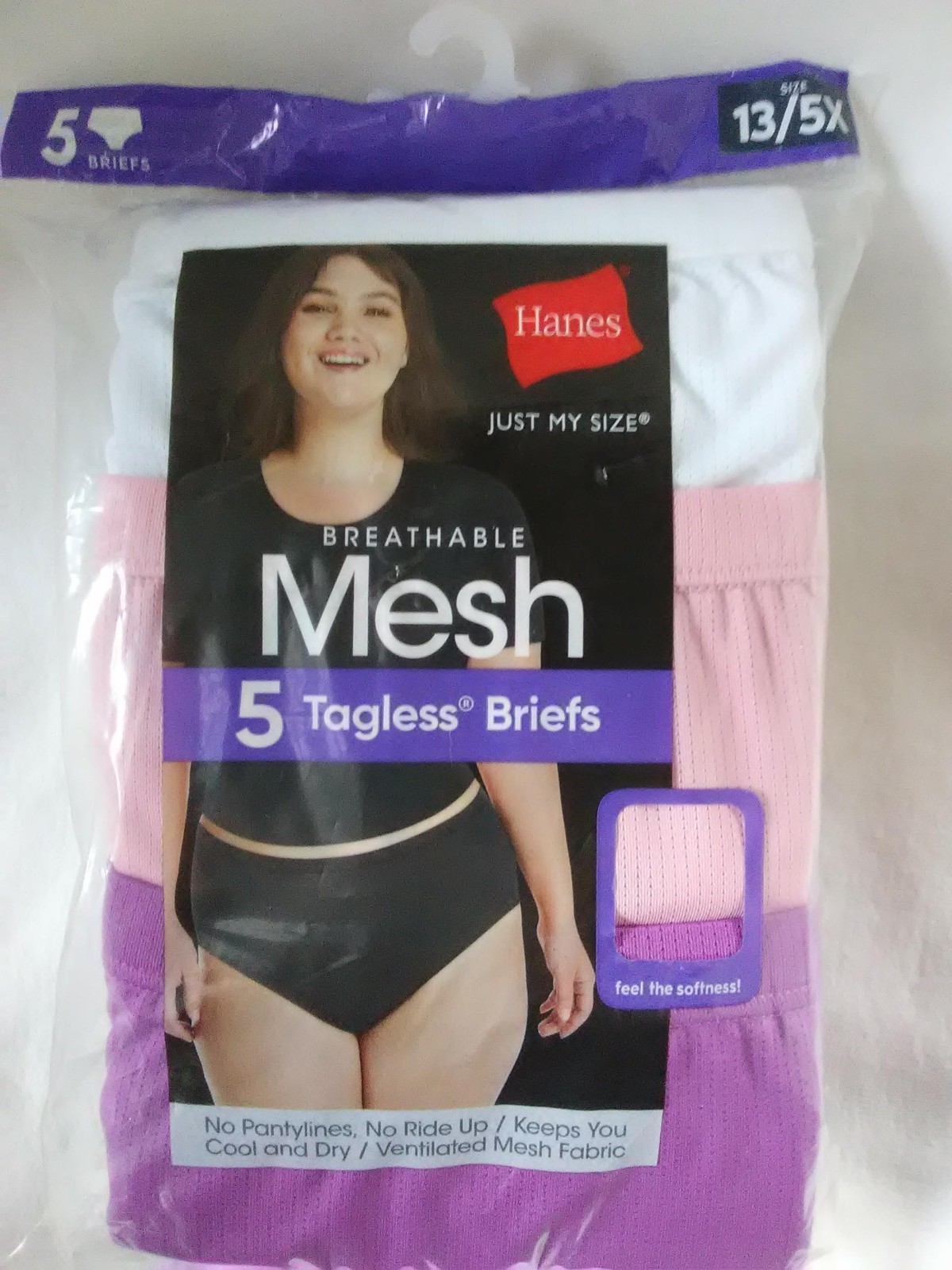 Women Plus Size 13/5X Brief 5 Pcs Mesh Tagless Underwear New NIB