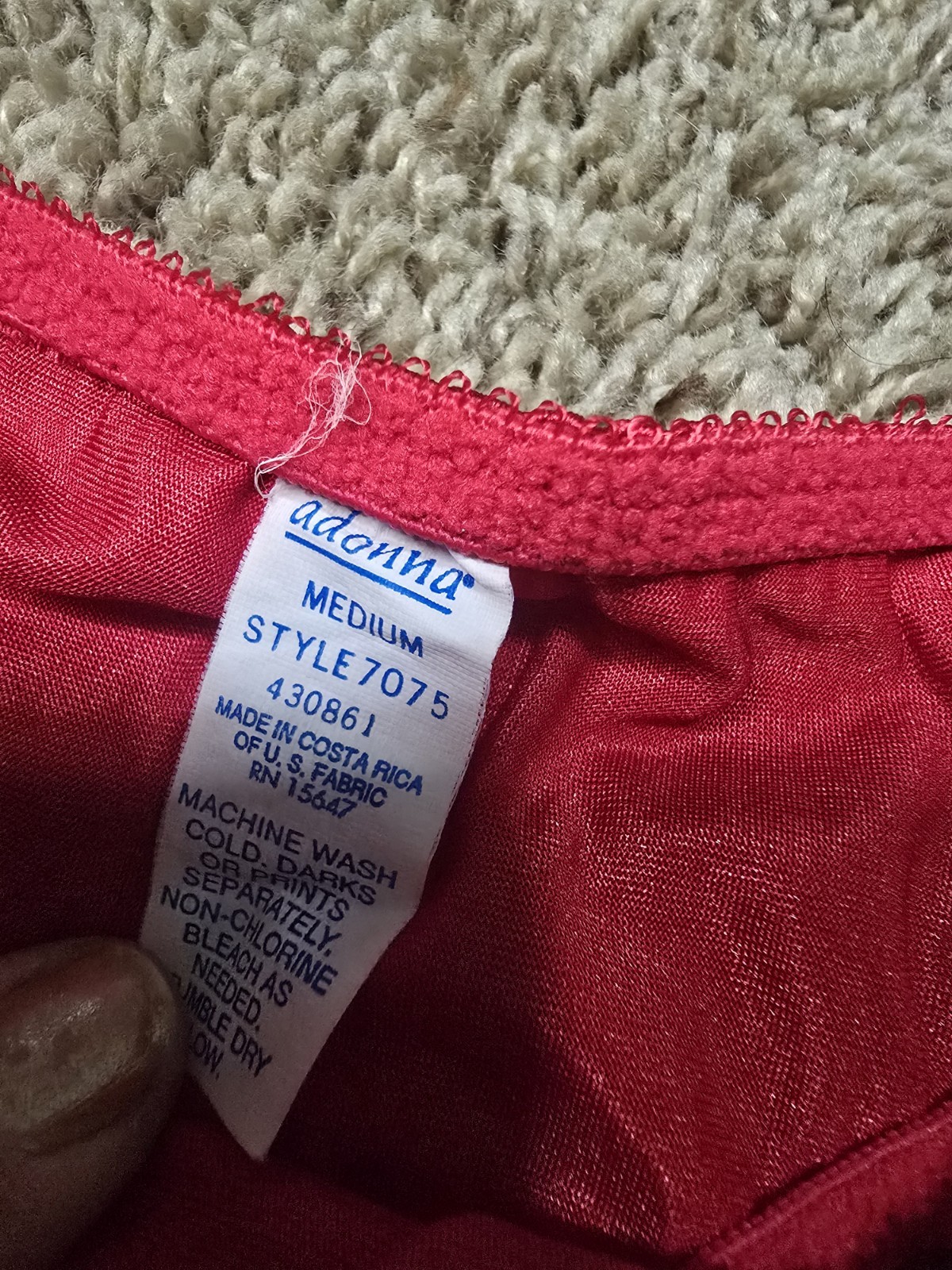Vintage Silky Second Skin Satin Thong Panty Lingerie Medium Red