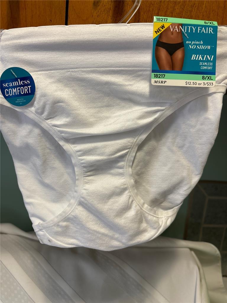 NWT Vanity Fair No Pinch No Show Bikini Panties 8/XL Seamless #18217