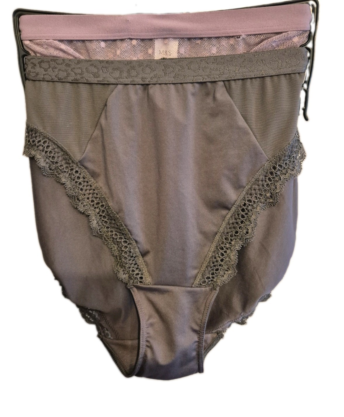 M&S Size 18 2 Pair Pack Of Full Briefs Knickers Panties Lilac & Grey New No Tags