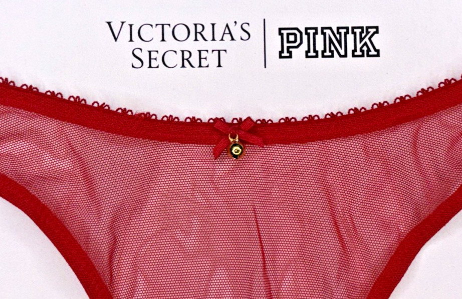 Victoria’s Secret Very Sexy NWT Small Red Jingle Bell Mesh Open Brazilian Panty