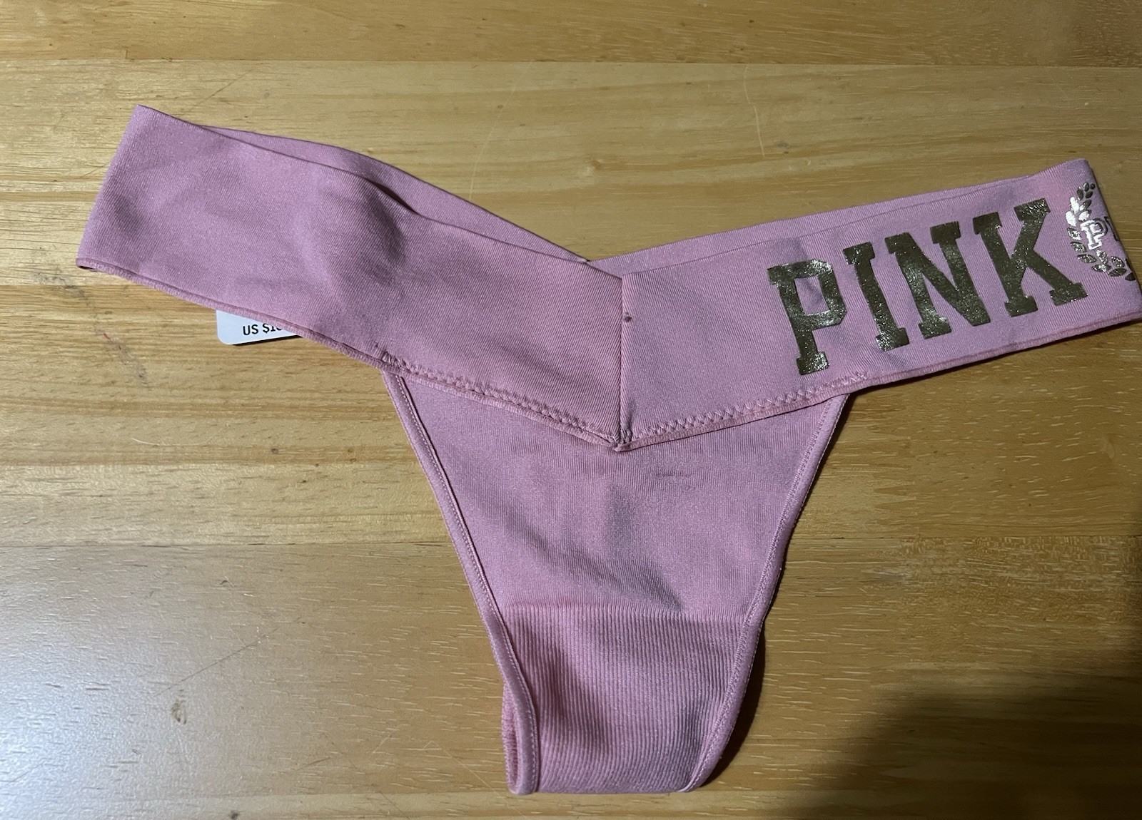 Victoria’s Secret Pink Brand Thong Women Panties Size XS/XP Pink With Gold New