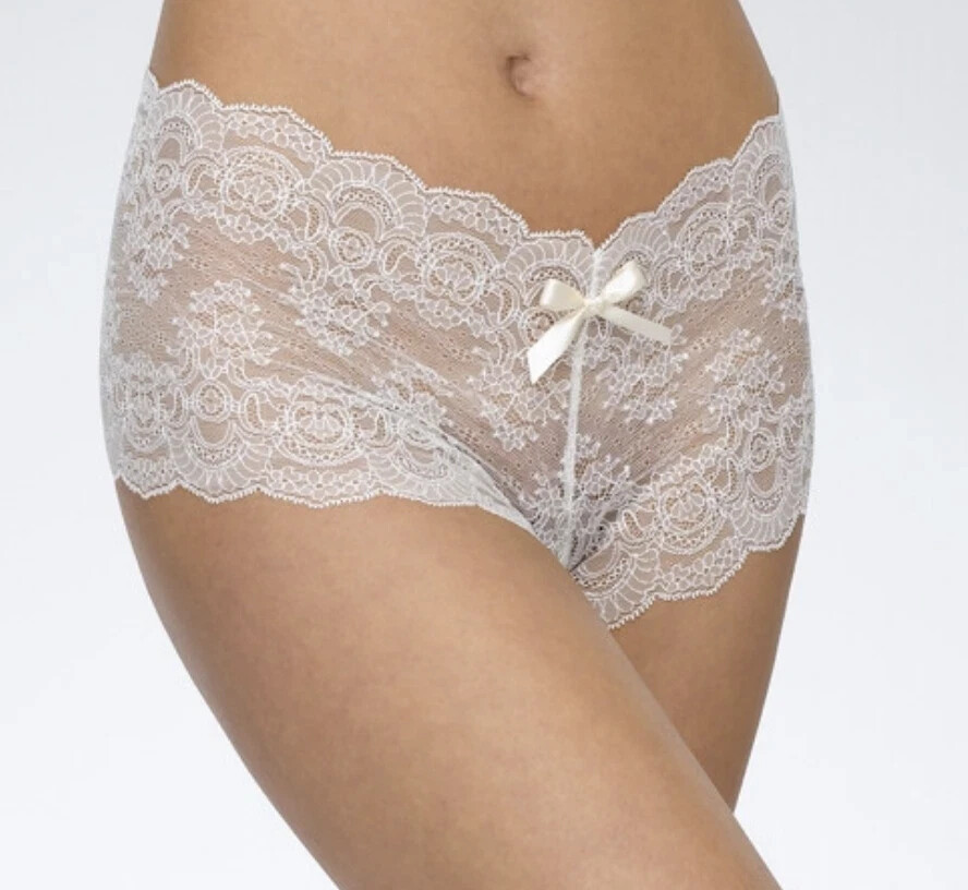 Hanky Panky L112137 Luxe Lace Crotchless Brief Ivory Women’s Size M