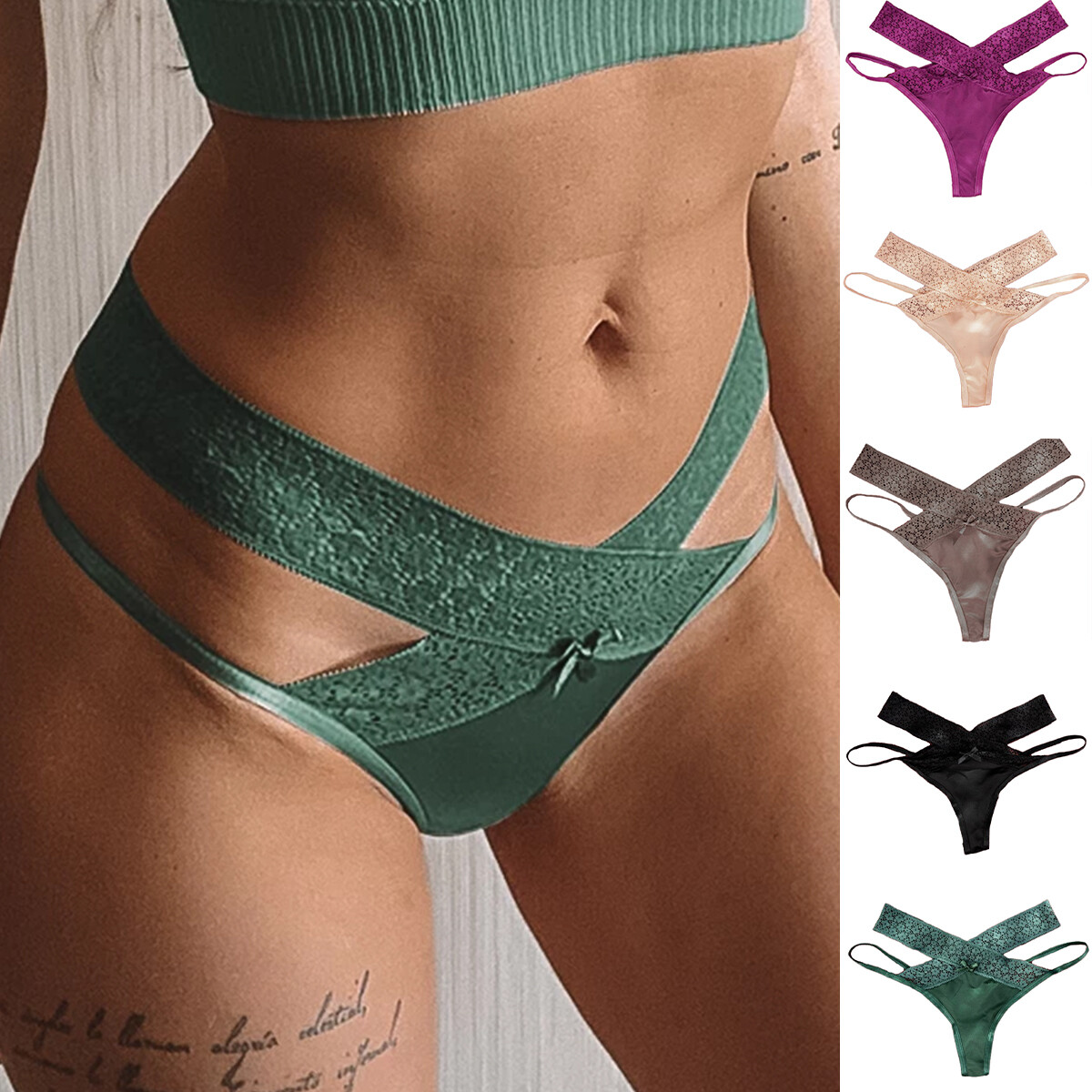 5 Pack Lot Womens Sexy G String Thongs Bikinis Panties Brief High Leg Underwear