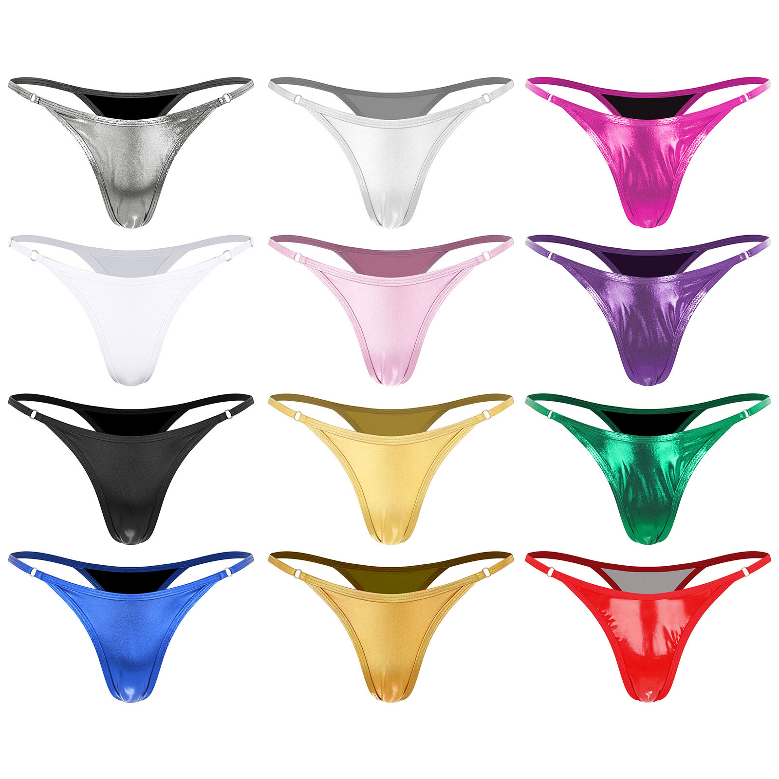 Women’s Shiny Metallic G-String Thongs T-Back Briefs Bikini Panties Underwear