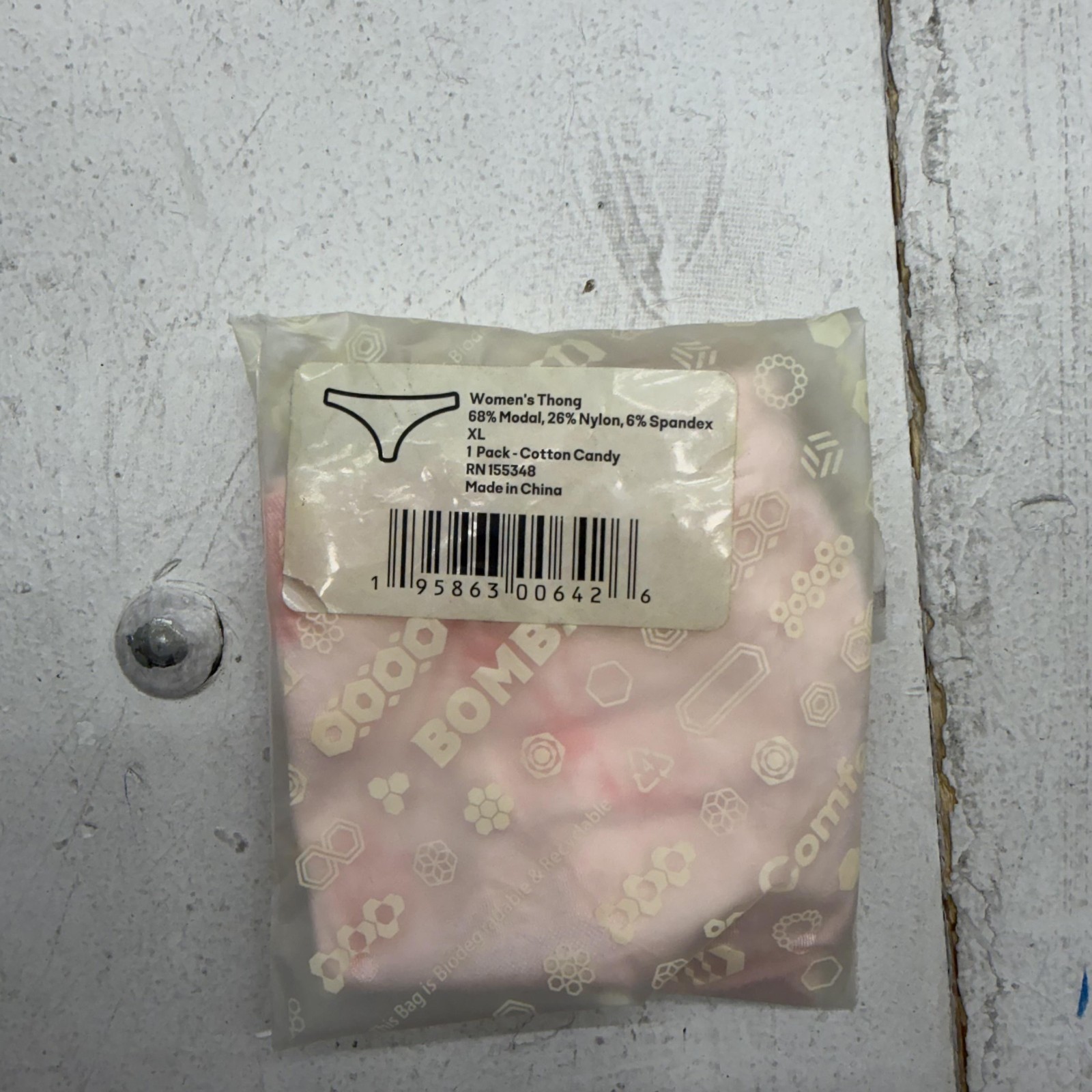 Bombas Thong Panties Womens XL Pink Cotton Candy Tie Dye Modal Stretch 1 Pack
