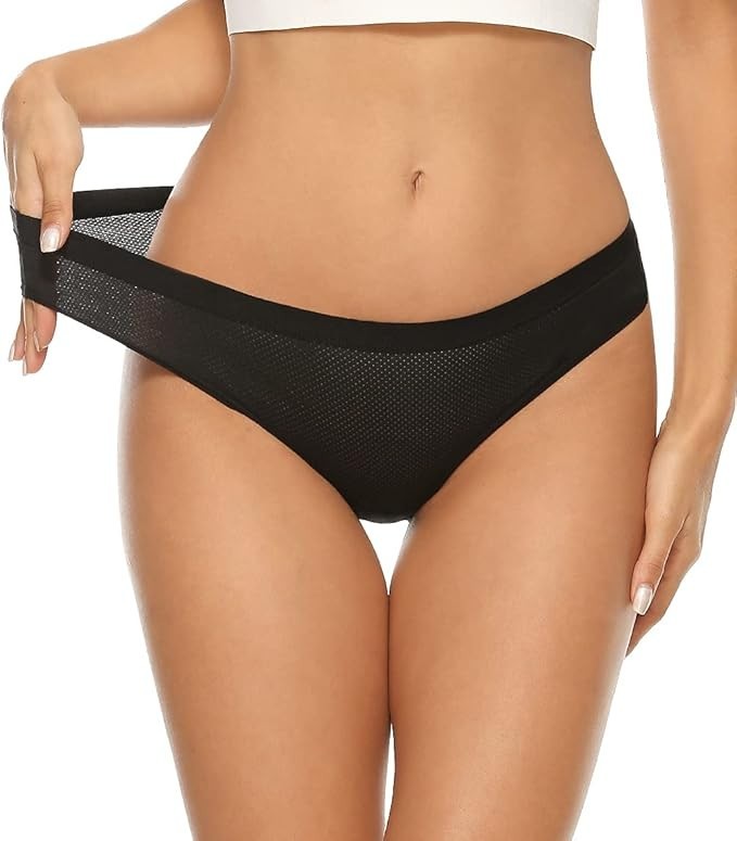 Xibing Women Breathable Stretch Bikini Panties LowWaist Mesh Hipster Underwear L