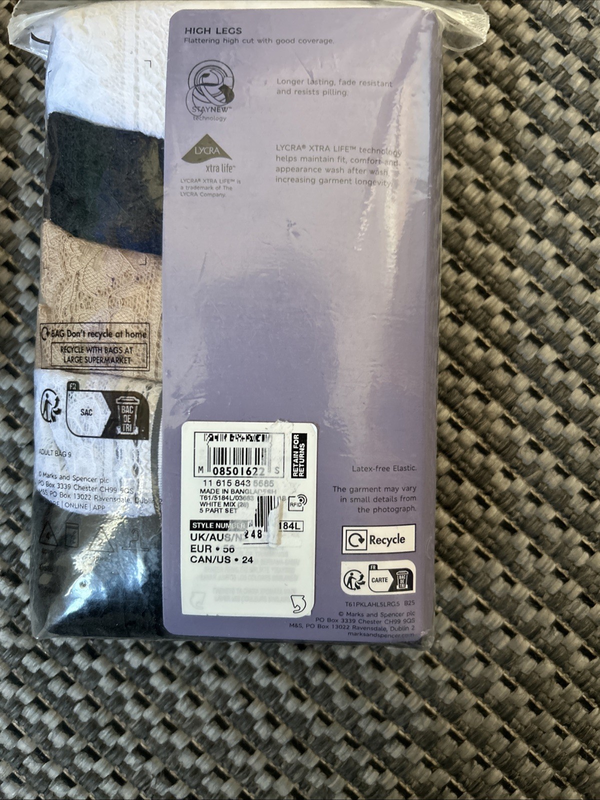 Marks & Spencer Ladies 10 Pairs High Leg Briefs Knickers Cotton Lycra Size 28