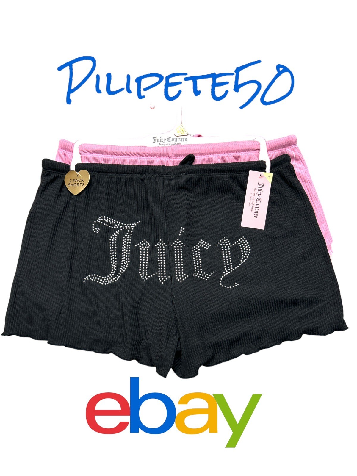 JUICY COUTURE MULTICOLOR~ RHINSTONES LOGO~JC1710~SLEEP SHORTS ALL SIZES~UNIQUE!