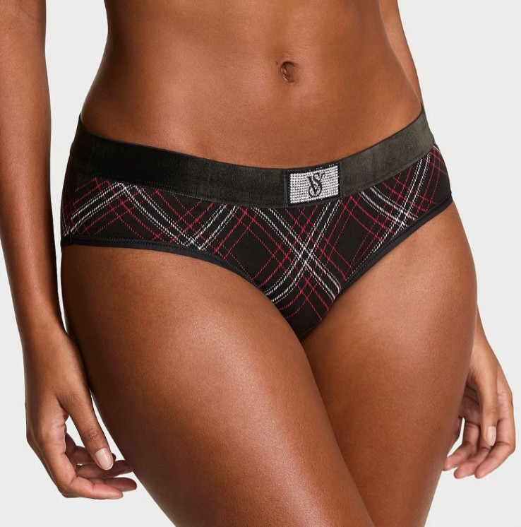 VICTORIA’S SECRET SHINE PATCH Velvet HIPHUGGER PANTY STRAP BLING LOGO M (CD207)
