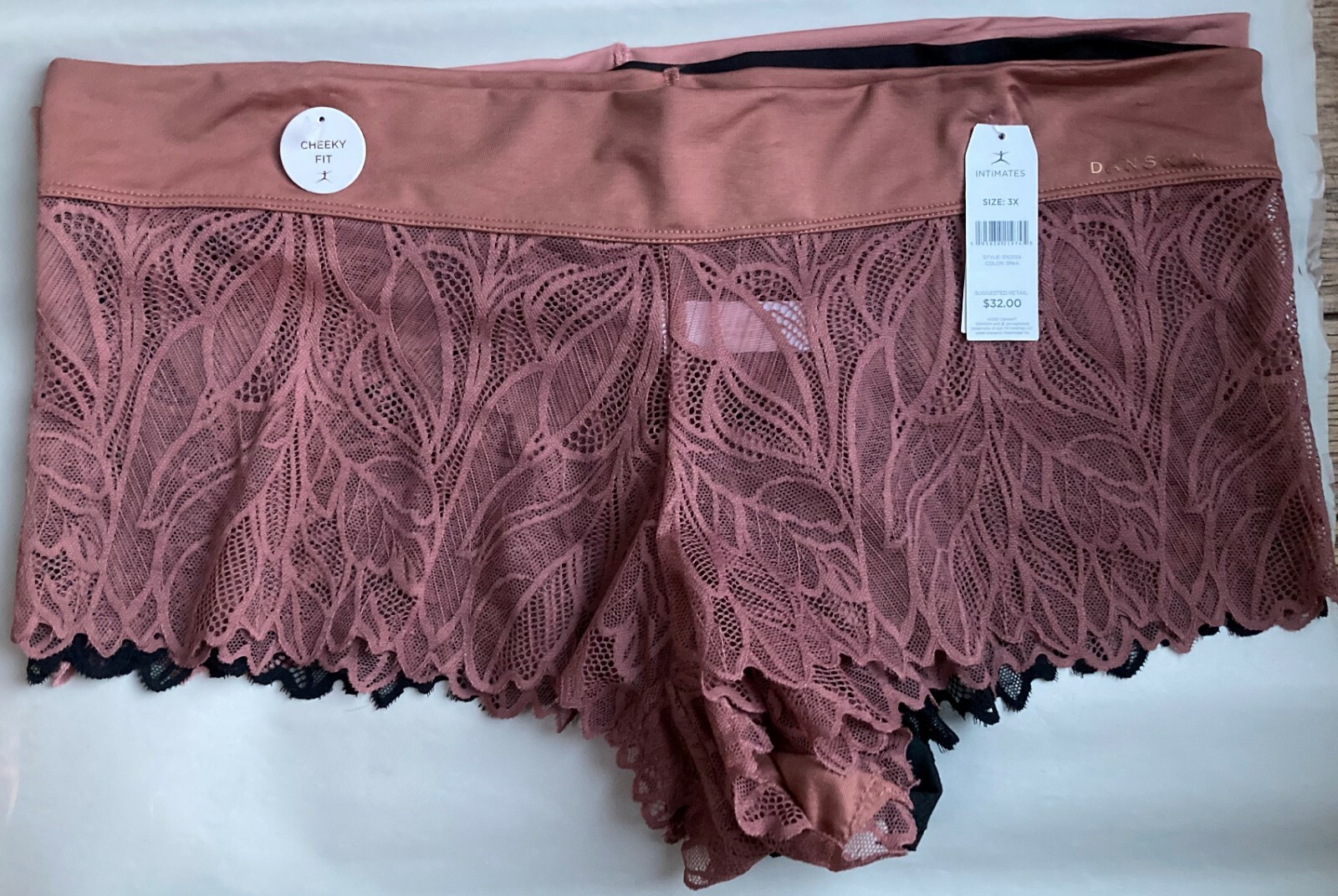 NWT DANSKIN 1 CINNAMON 1 DUSTY ROSE 1 BLACK CHEEKY PANTY DS3124 3X $32