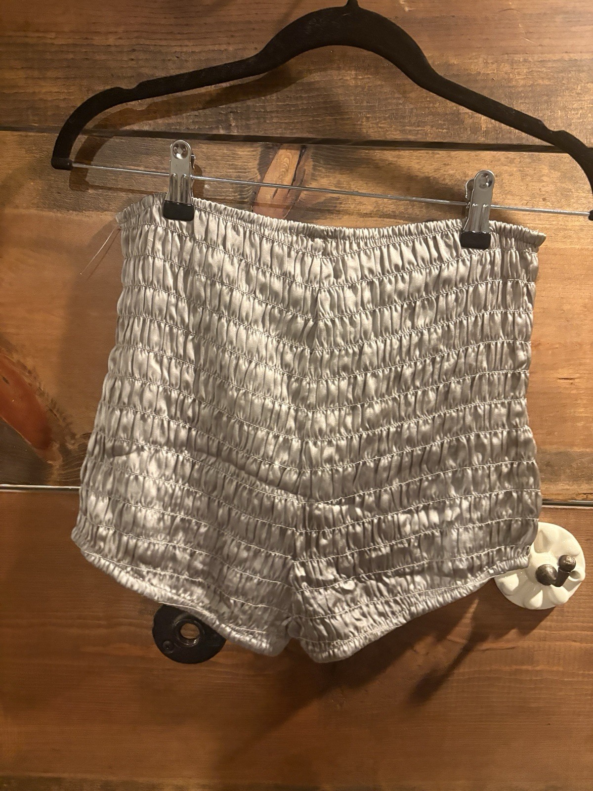 Free People Intimately Ruched Shorties Gray Size Medium NWOT High Rise Micro