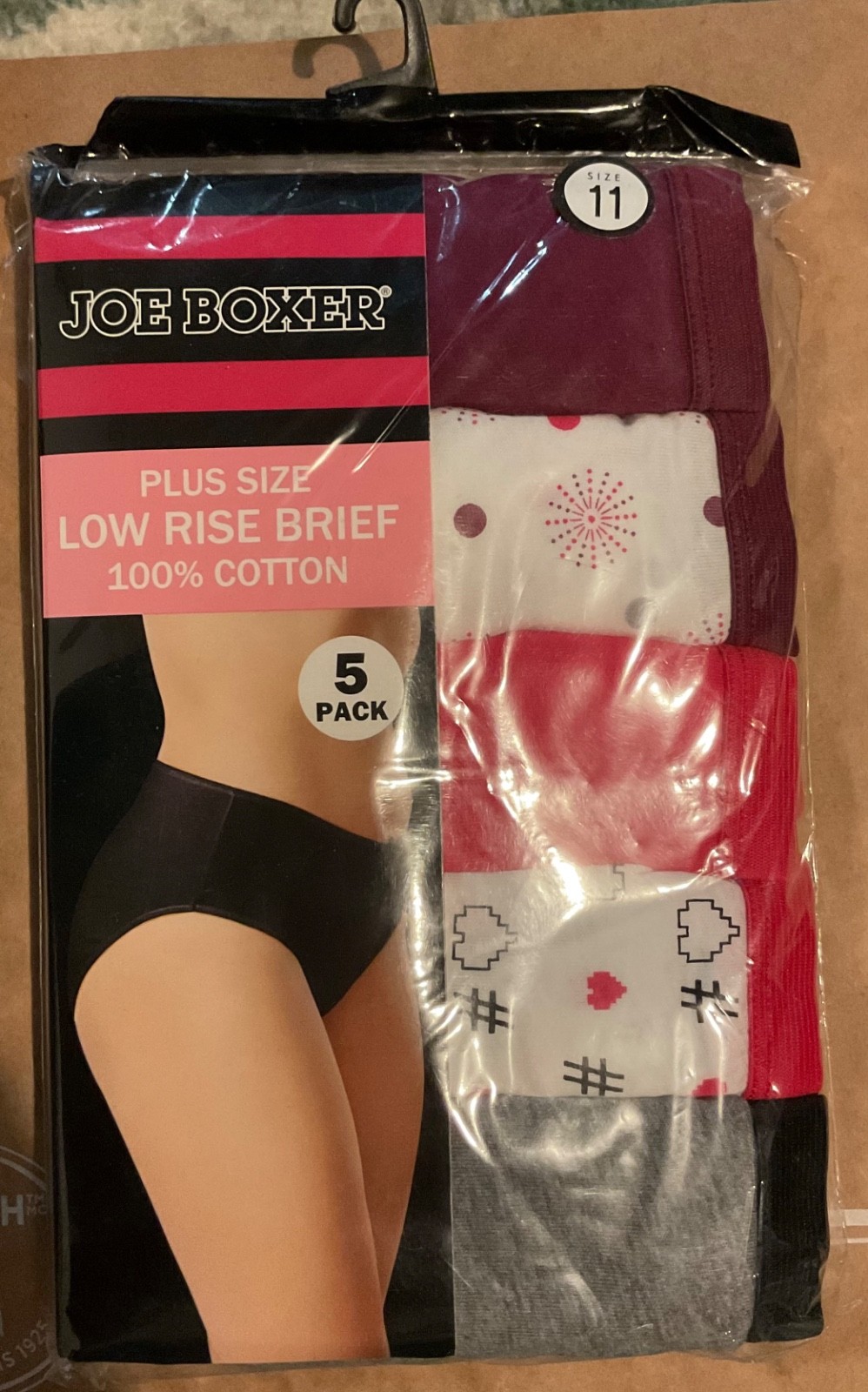 Joe Boxer low rise brief panties size 11 100% Cotton Sears 5 Pack