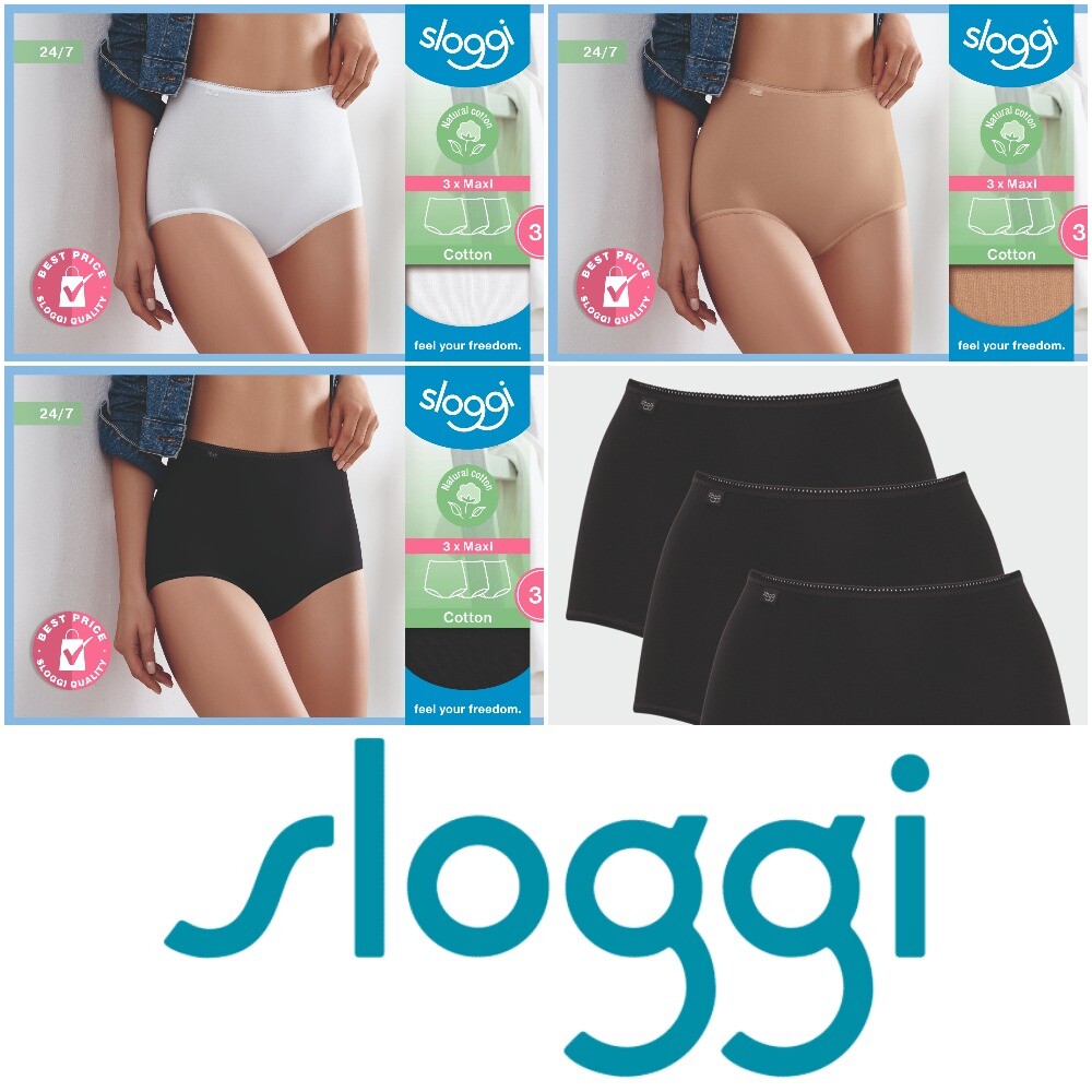 Sloggi 24/7 Cotton Maxi Briefs 10167190 Womens Knickers Multipack 3 Pack RRP £28