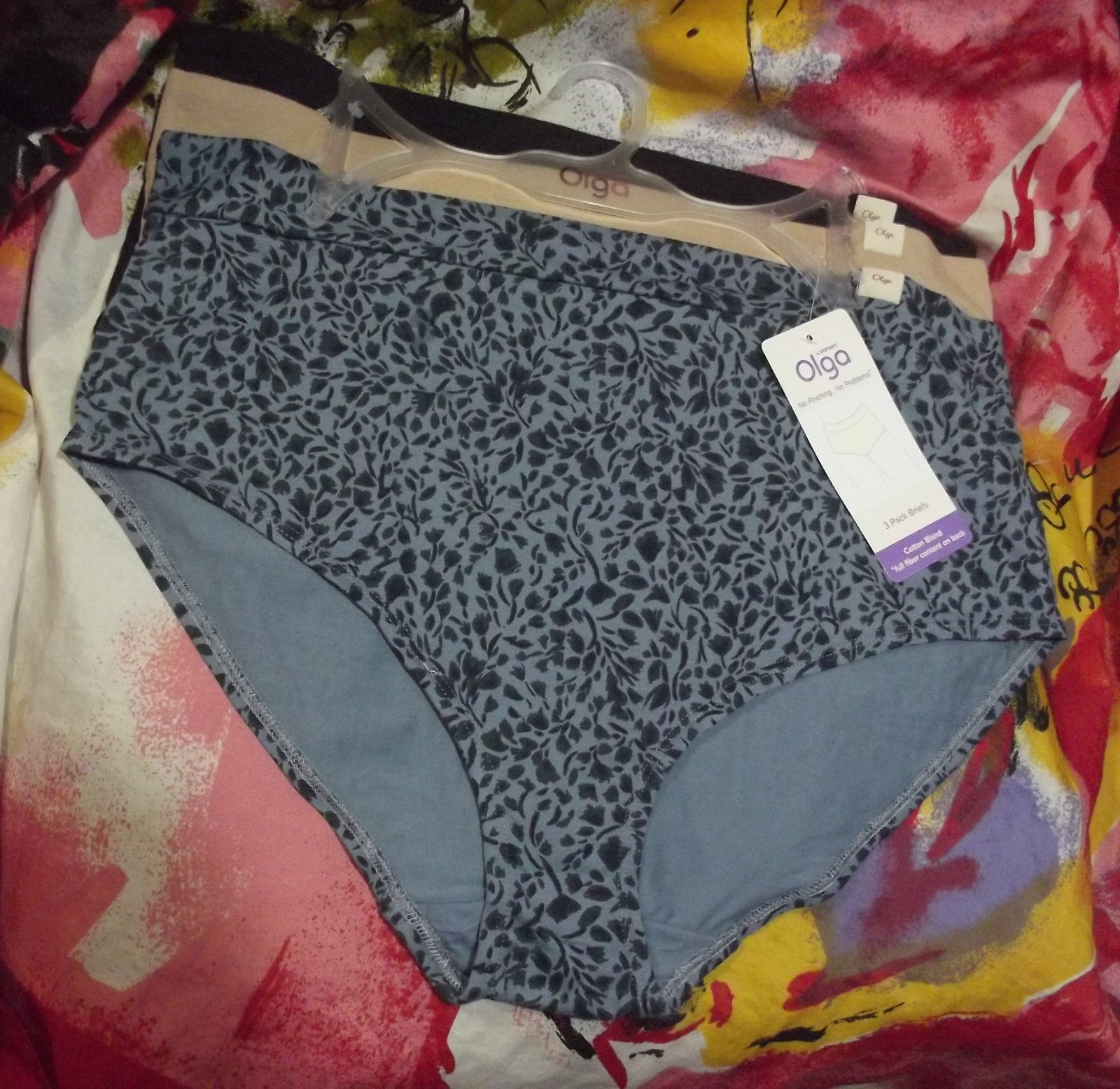 3 OLGA/WARNERS 0GW253BR84 M000R PLUS SIZE NO PINCHING COTTON BRIEF PANTIES 1X