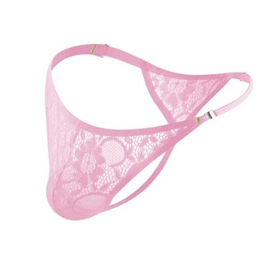 Mens Thong Underwear Male Lingerie Lace Sissy Clothes Feminine G XX-Large Pink