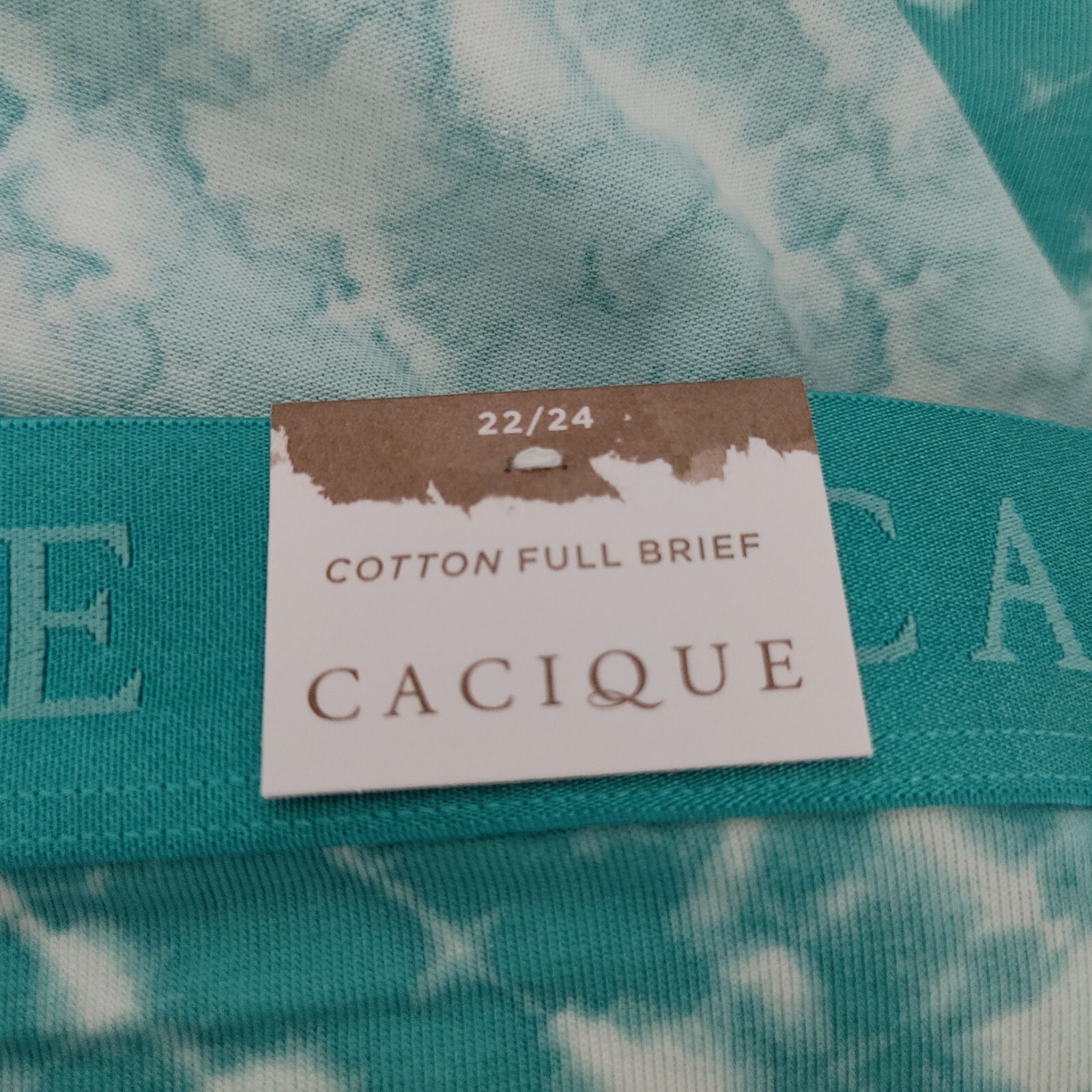 LANE BRYANT CACIQUE 22/24 TEAL BLUE WHITE TIE DYE COTTON FULL BRIEF PANTIES PLUS