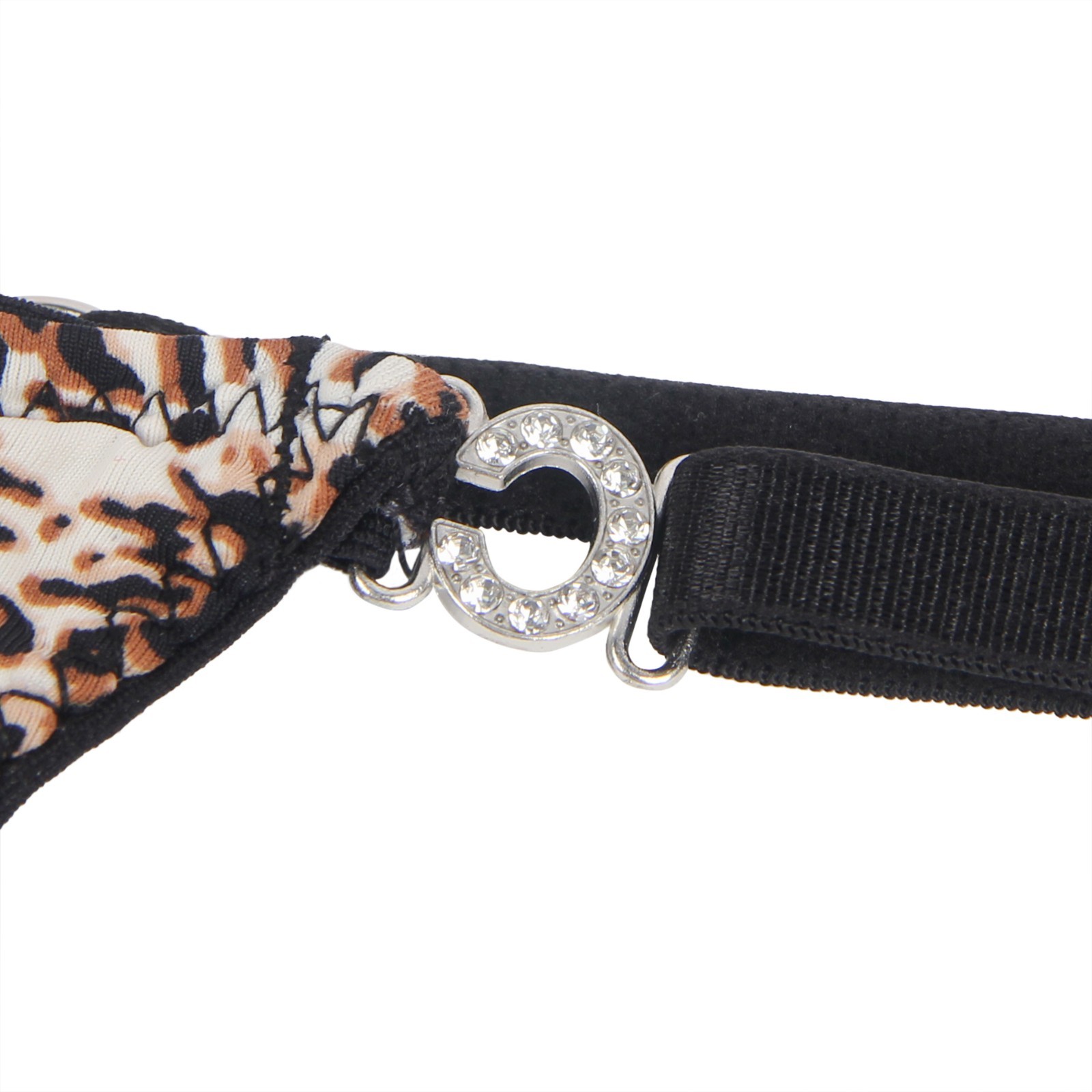LATEST DESIGN Black Brown Leopard Print Rhinestone Thong Knicker Size 18