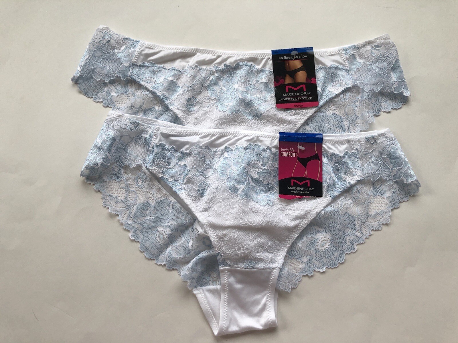 NWT Maidenform Invisible Comfort Tanga Panties 40159 2 PAIRS Size XL 8 White