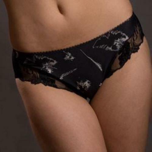 Lace Trim Bikini Panty New Lavinia Lingerie Silver Feathers