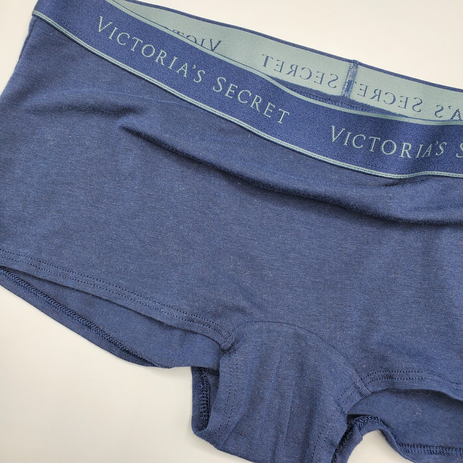 Victoria’s Secret Shortie Size L Navy Blue Cotton Stretch Logo Elastic Waistband