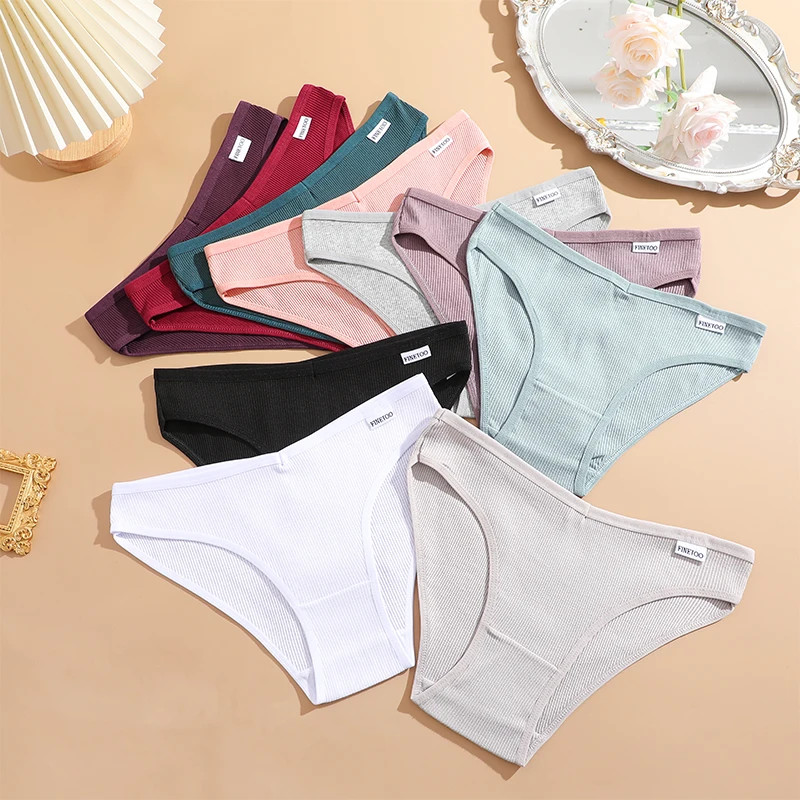 Premium Womens Plus Size 3PCS Cotton Low Waist Panties M-4XL Sexy Soft Briefs